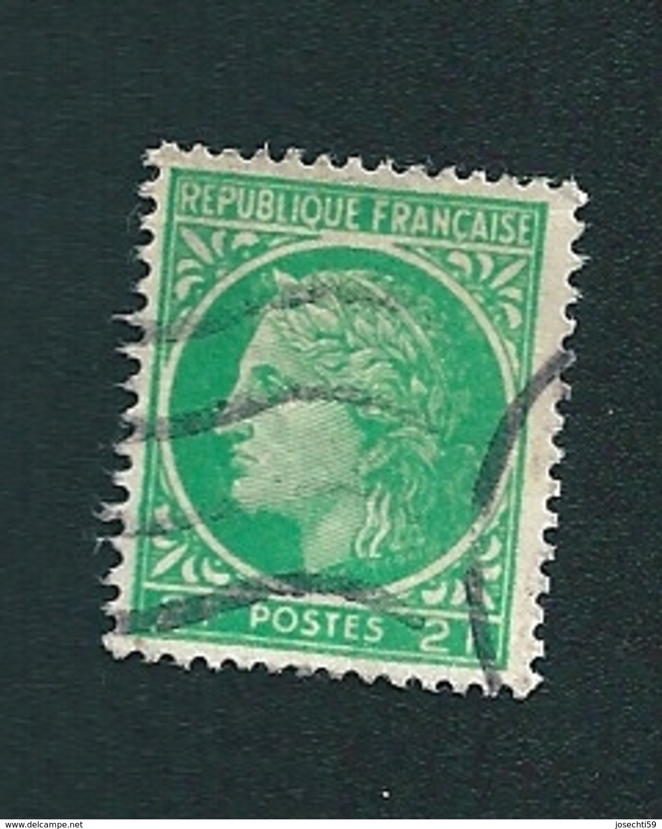 N° 680  Type Ceres De Mazelin 2 Frs Vert Timbre France 1945-47 Oblitéré - 1945-47 Ceres De Mazelin