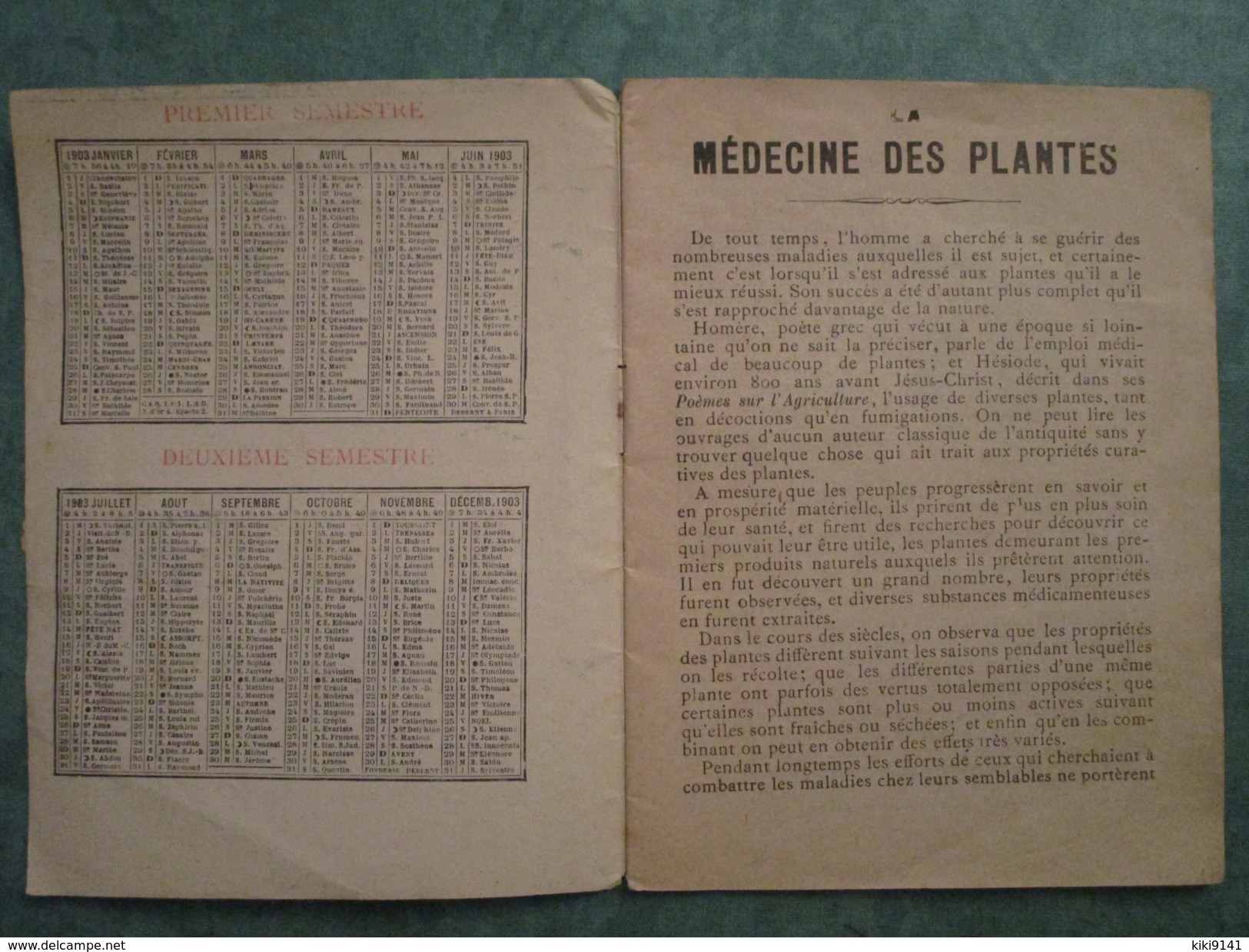 LA MEDECINE DES PLANTES De La Tisane Américaine Des Shakers  -  Calendrier 1903 (32 Pages) - Werbung