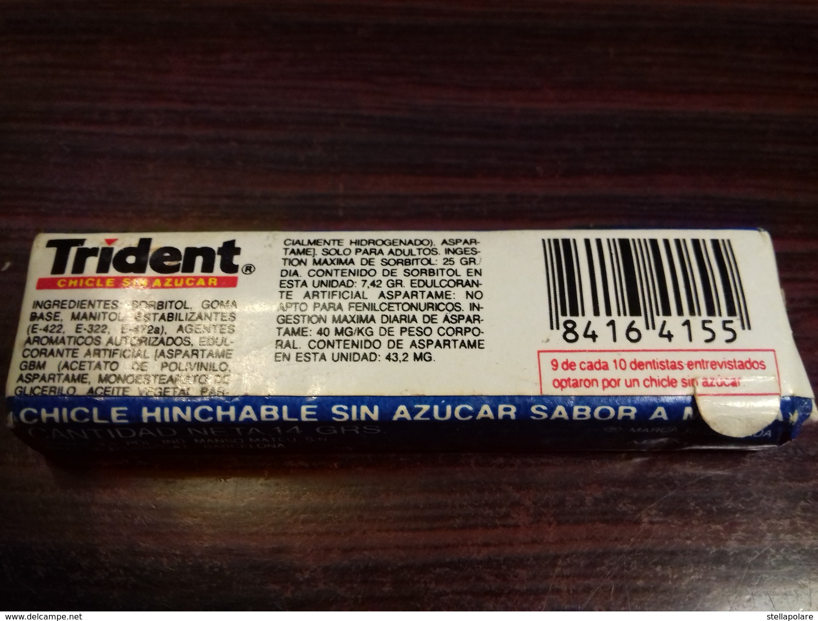 GUM TRIDENT CHICLE A Estrenar - MENTA HINCHABLE - SPAIN ABOUT 1990 - Otros & Sin Clasificación