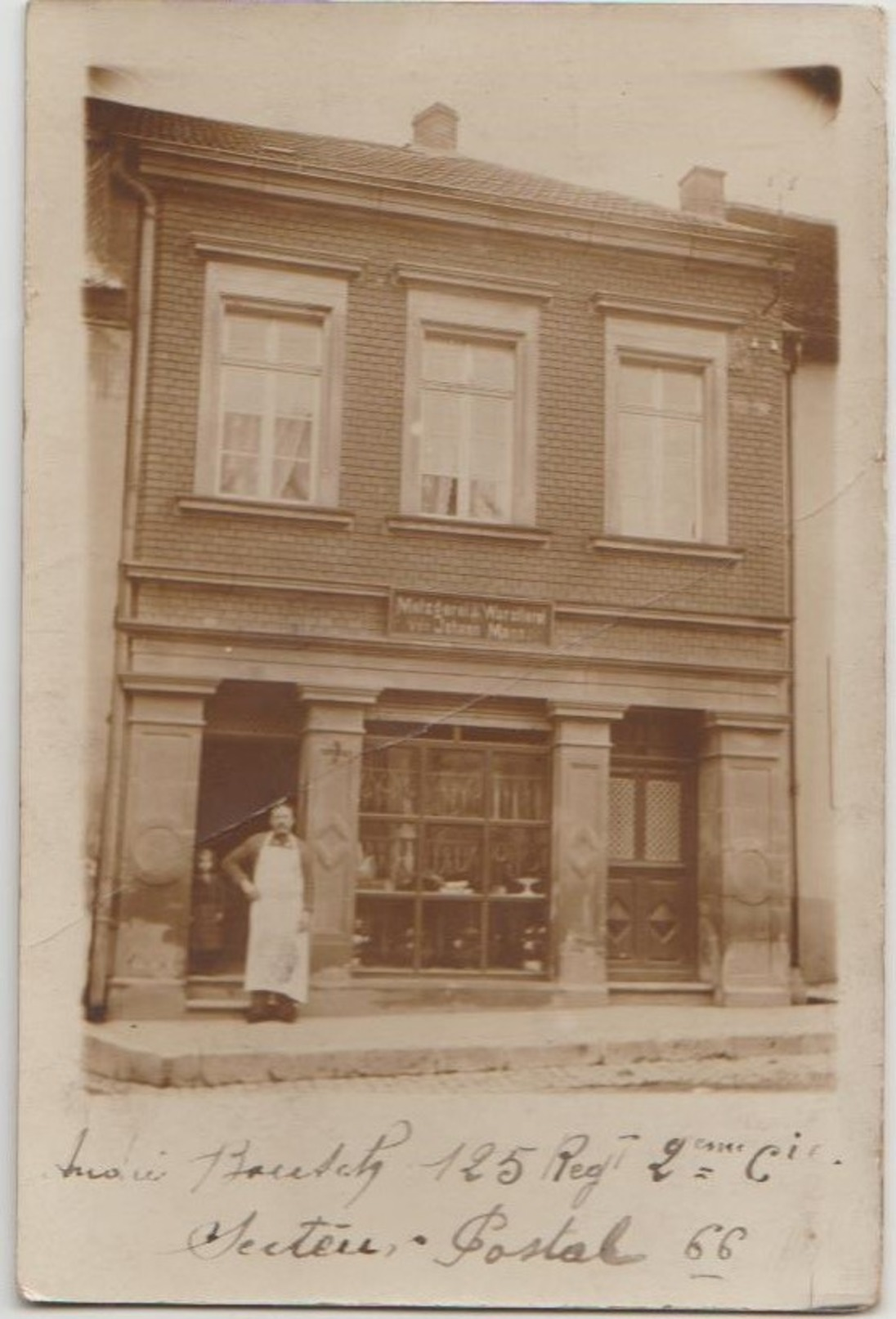 CPA PHOTO 57 GROSBLITTERSDORF GROSBLIEDERSTROFF Commerce Boucherie Charcuterie Maison Johann MANN 1919 Rare - Autres & Non Classés