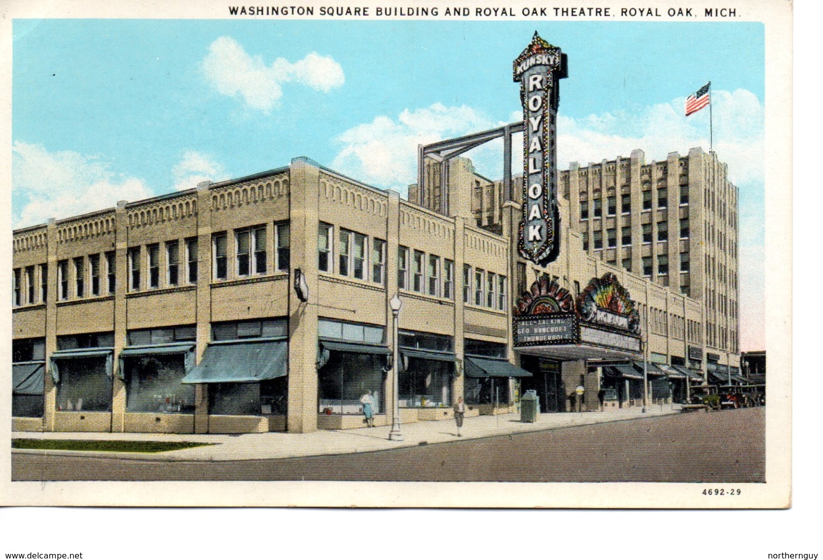 ROYAL OAK, Michigan, USA, Washington Square Building And Royal Oak Theatre, Old White Border Postcard - Autres & Non Classés