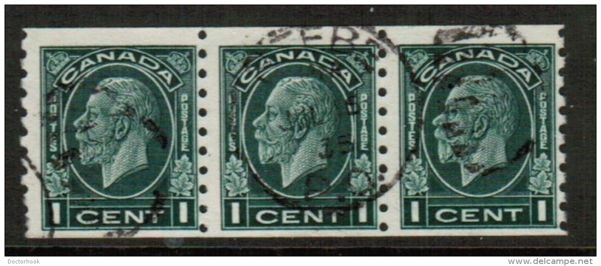 CANADA  Scott # 205 VF USED COIL STRIP Of 3 - Coil Stamps