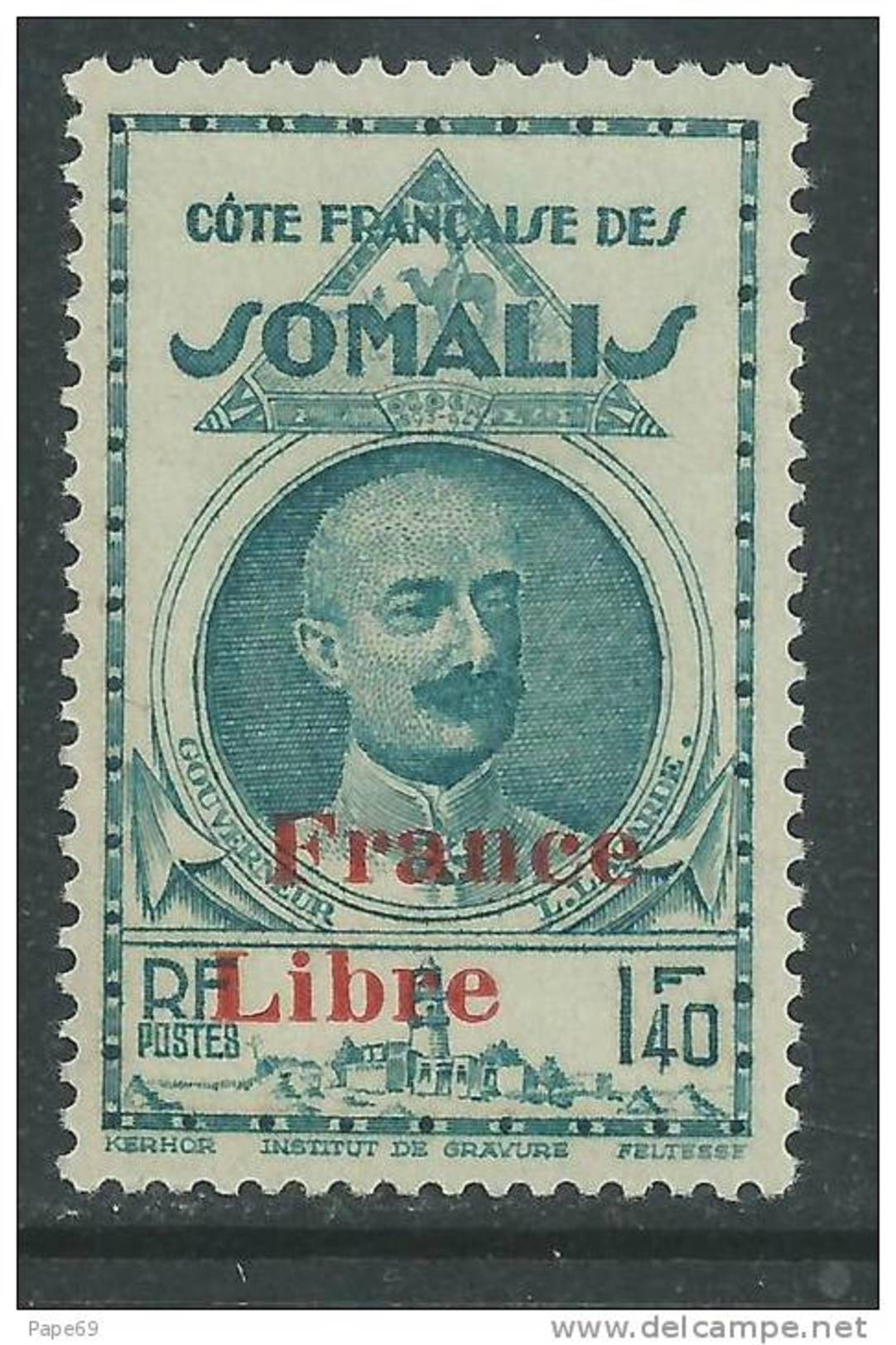 Cote Des Somalis N° 222 XX : Timbres De 1938 / 39 Surchargés  "France Libre" :  1 F. 40 Sans Charnière,TB - Other & Unclassified