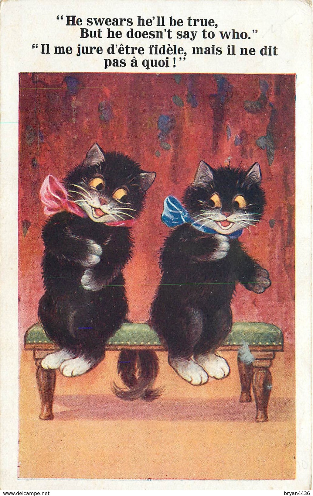 CHAT - CAT -  CHATS HUMANISES - ** COUPLE FIDELITE ** - CPA ILLUSTREE - édit; BARNES - COMIQUE - N° 4621. - Chats