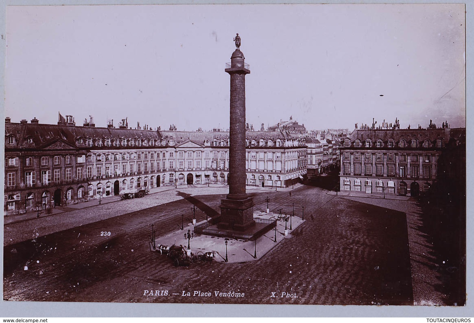 PARIS ARC DE TRIOMPHE PARC CARROUSSEL  ET PLACE VENDOME TIRAGE UNIQUE DE 1890 ARGENTIQUE  FORMA 19,5 X 12 CM ND - Anciennes (Av. 1900)