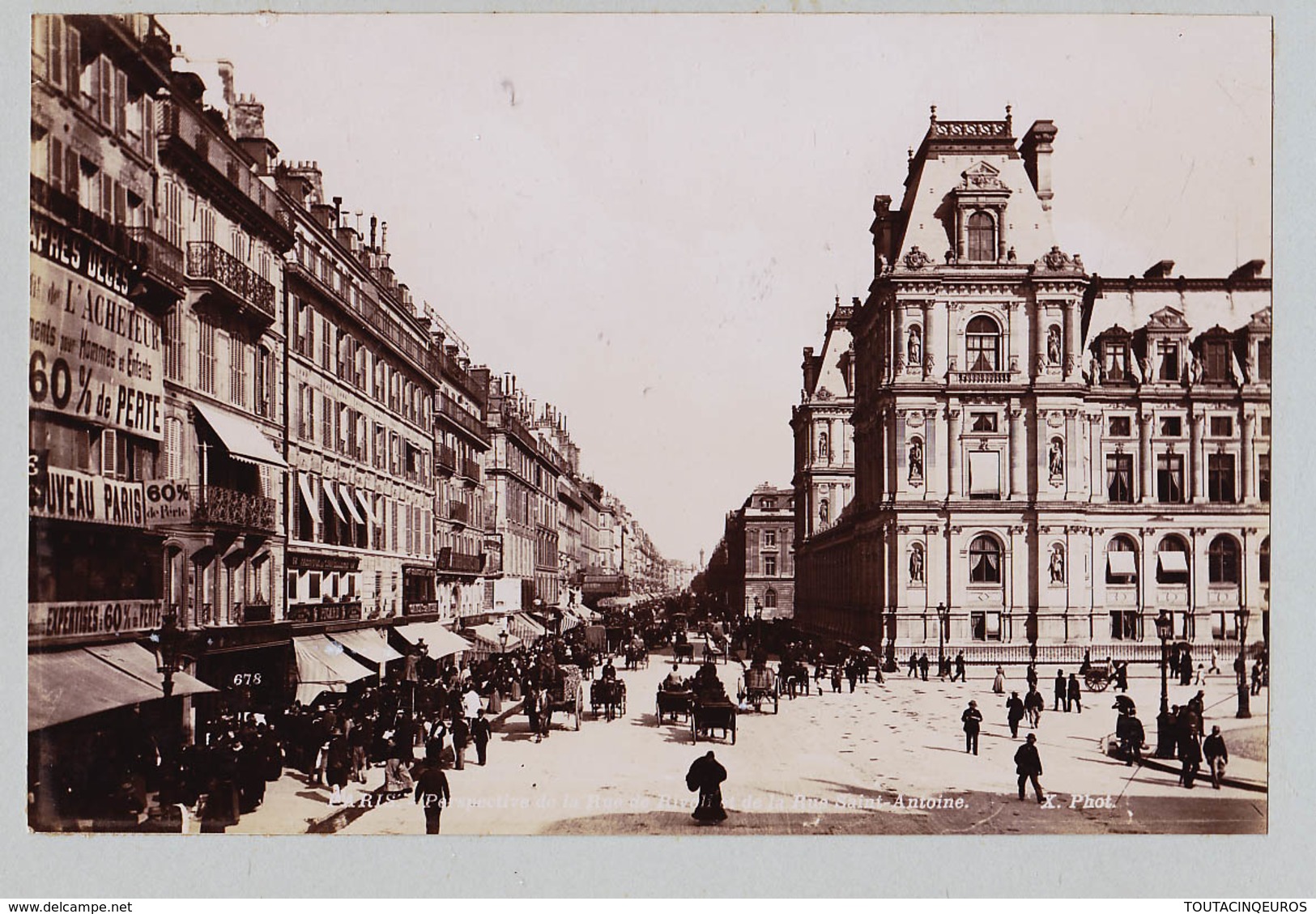 PARIS  LA SEINE ET UN VAPEUR RUE RIVOLI SUPERBE DE FINESSE  TIRAGE UNIQUE DE 1890 ARGENTIQUE  FORMA 19,5 X 12 CM ND - Anciennes (Av. 1900)