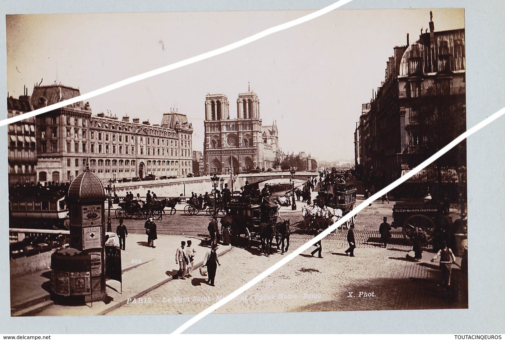 PARIS  PONT SAINT MICHEL ET LE PONT AU CHANGE SUPERBE DE FINESSE   TIRAGE UNIQUE DE 1890 ARGENTIQUE  FORMA 19,5 X 12 CM - Anciennes (Av. 1900)