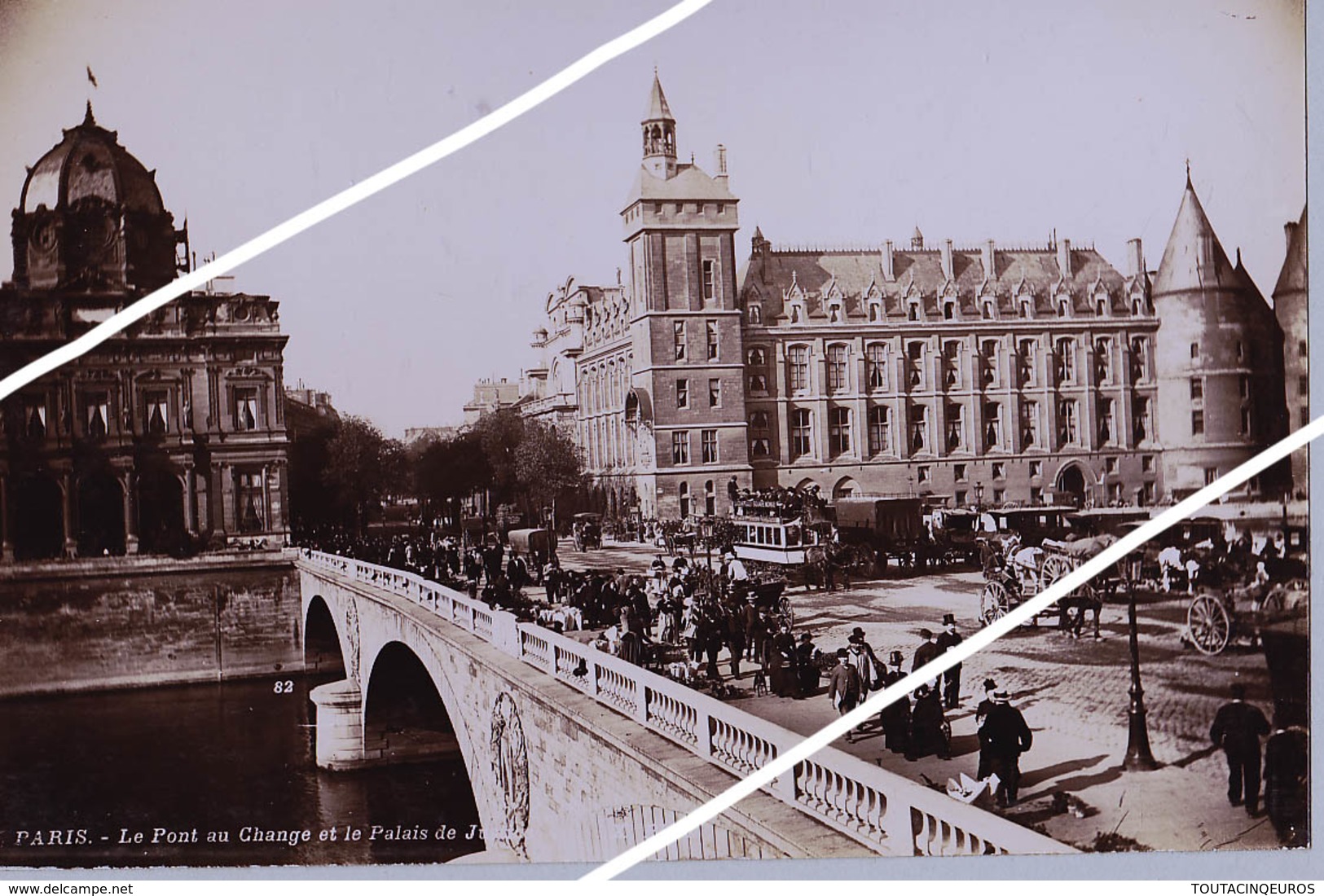 PARIS  PONT SAINT MICHEL ET LE PONT AU CHANGE SUPERBE DE FINESSE   TIRAGE UNIQUE DE 1890 ARGENTIQUE  FORMA 19,5 X 12 CM - Anciennes (Av. 1900)