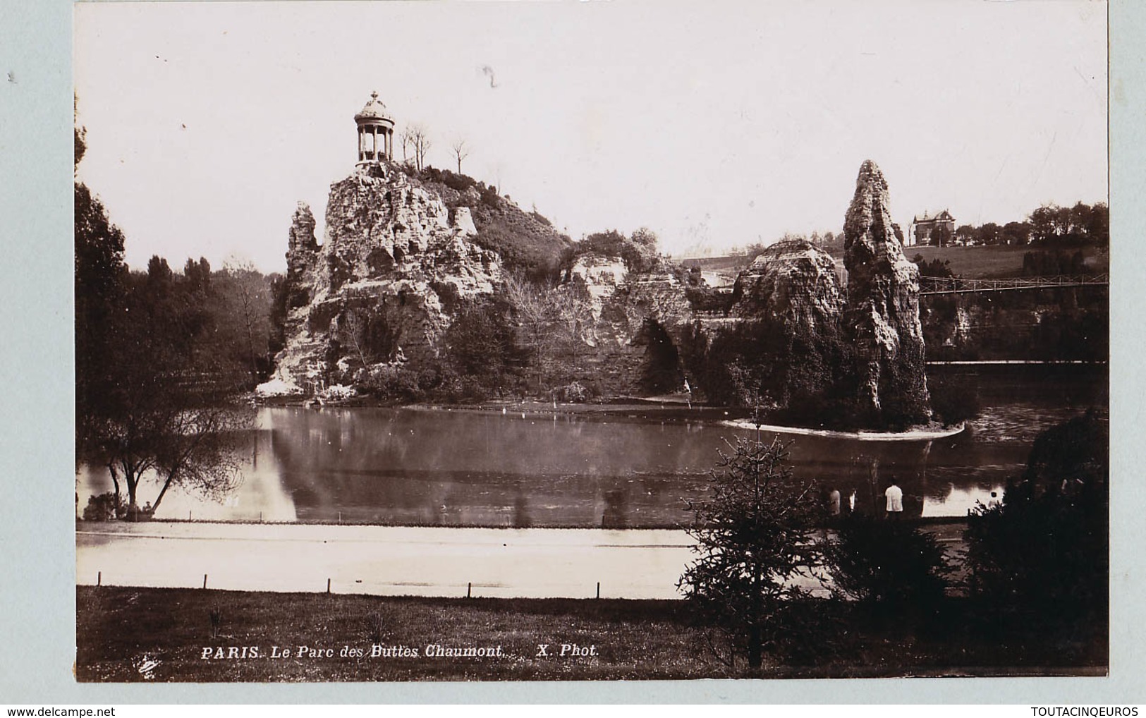 PARIS BUTTE CHAUMONT BOIS BOULOGNE SUPERBE DE FINESSE   TIRAGE UNIQUE DE 1890 ARGENTIQUE  FORMA 19,5 X 12 CM - Anciennes (Av. 1900)