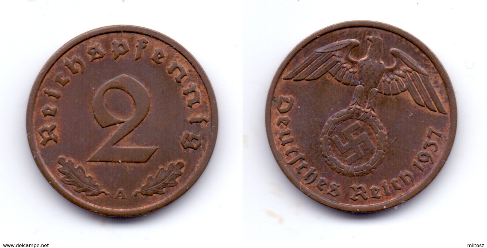 Germany 2 Reichspfennig 1937 A - 2 Reichspfennig