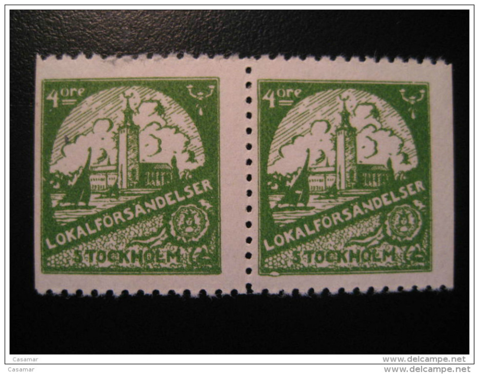 Stockholm Pair 4 Ore Local Stamp - Local Post Stamps