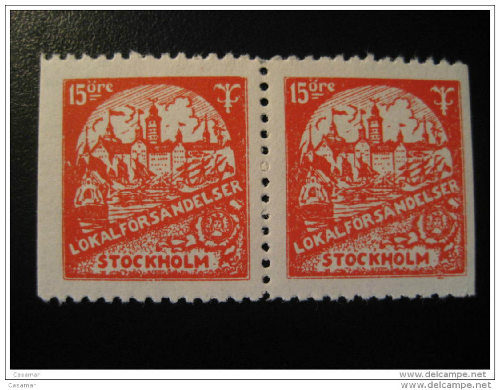 Stockholm Pair 15 Ore Pair  Local Stamp - Emisiones Locales