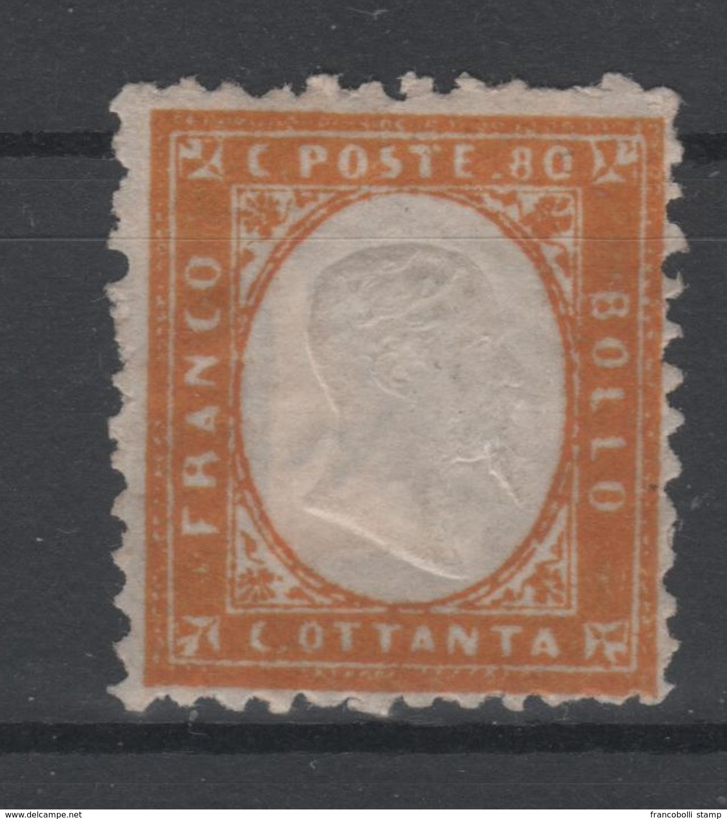 1862 Vittorio Emanuele II 80 C. Giallo Discreta Centratura SG No Gum - Nuovi