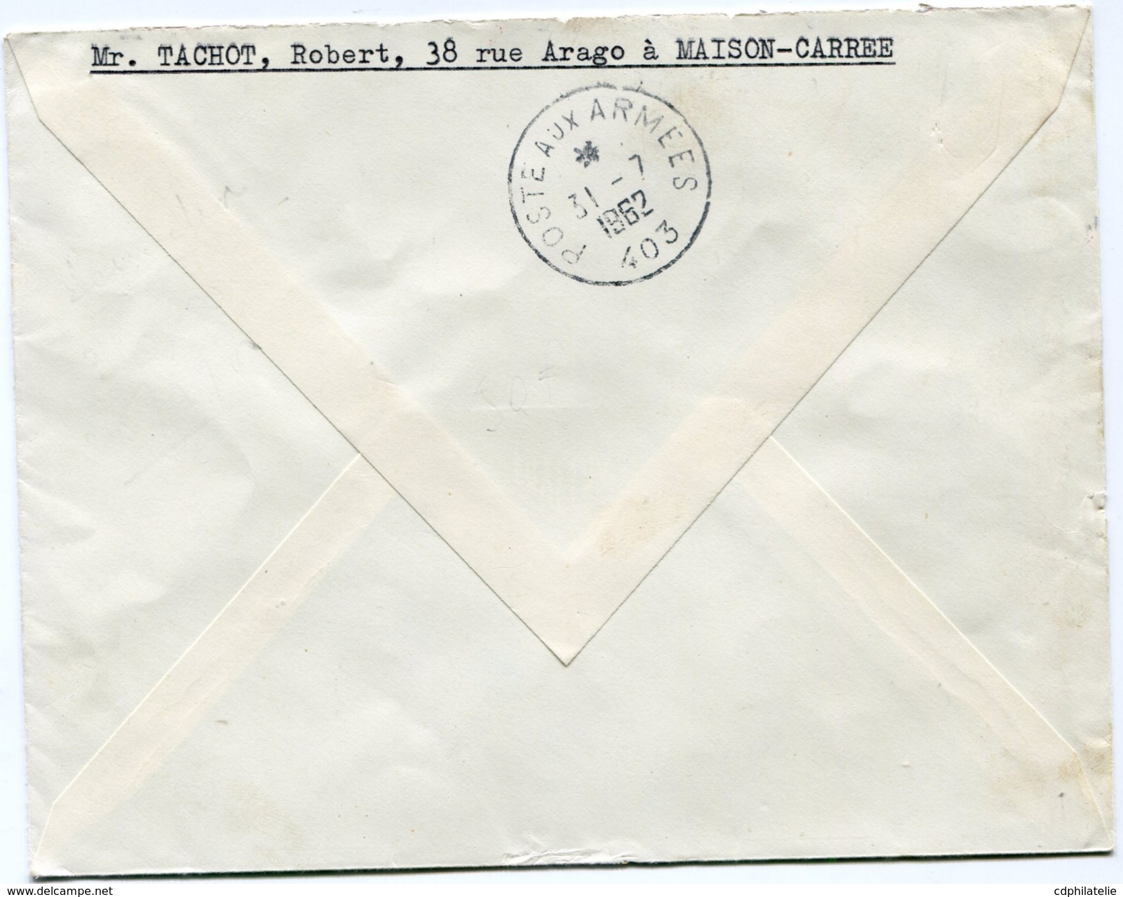 ALGERIE LETTRE RECOMMANDEE DEPART ROUIBA 30-7-1962 ALGER - Briefe U. Dokumente