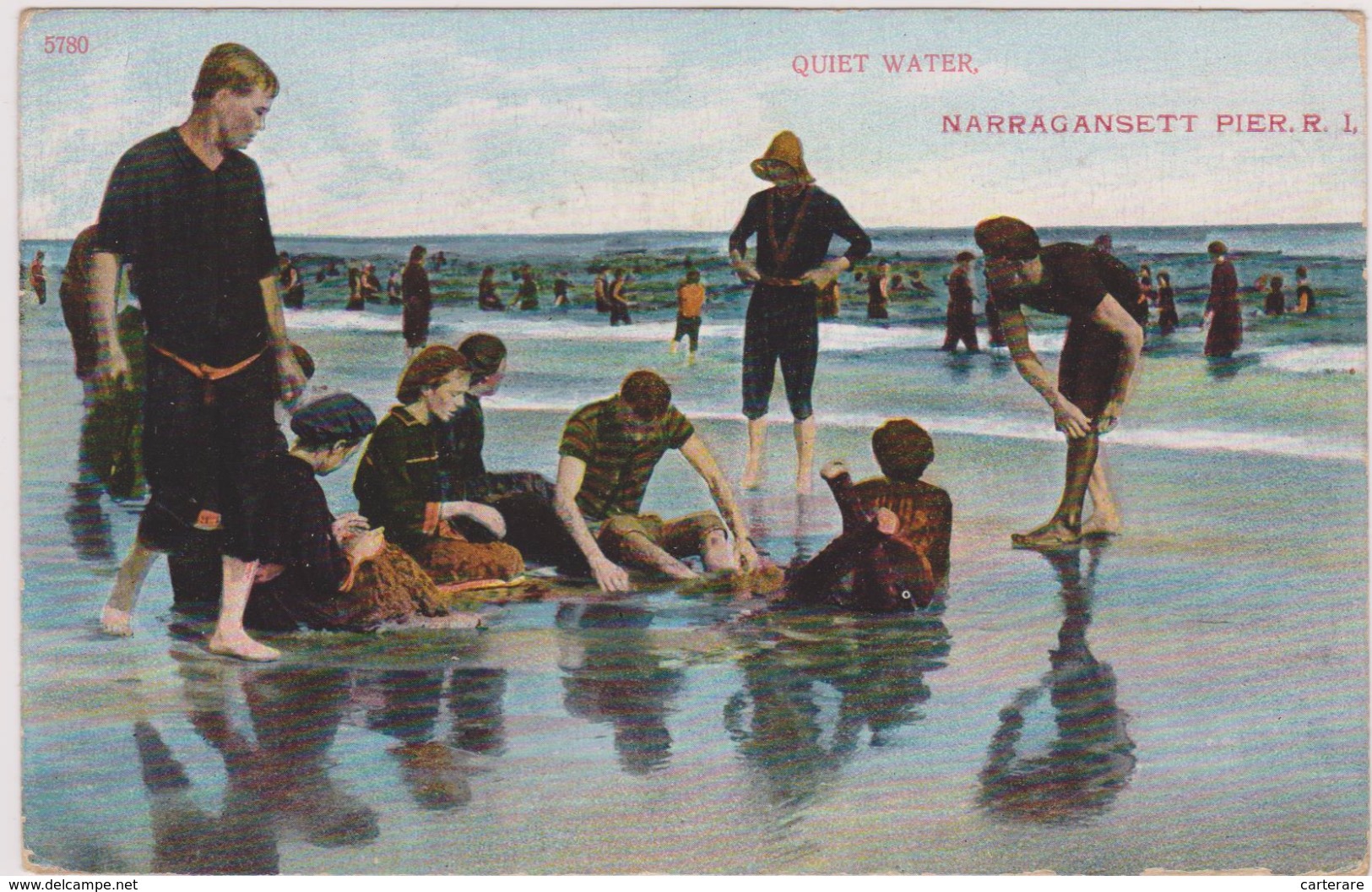 Cpa,états Unis,united States,RHODE ISLAND,NARRAGANSETT PIER,près Washington,quiet Water,plage,1922,rare - Sonstige & Ohne Zuordnung