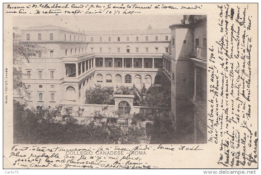 Italie - Roma - Collegio Canadese - Canadian College - Postmarked Essen Ruhr 1906 - Education, Schools And Universities