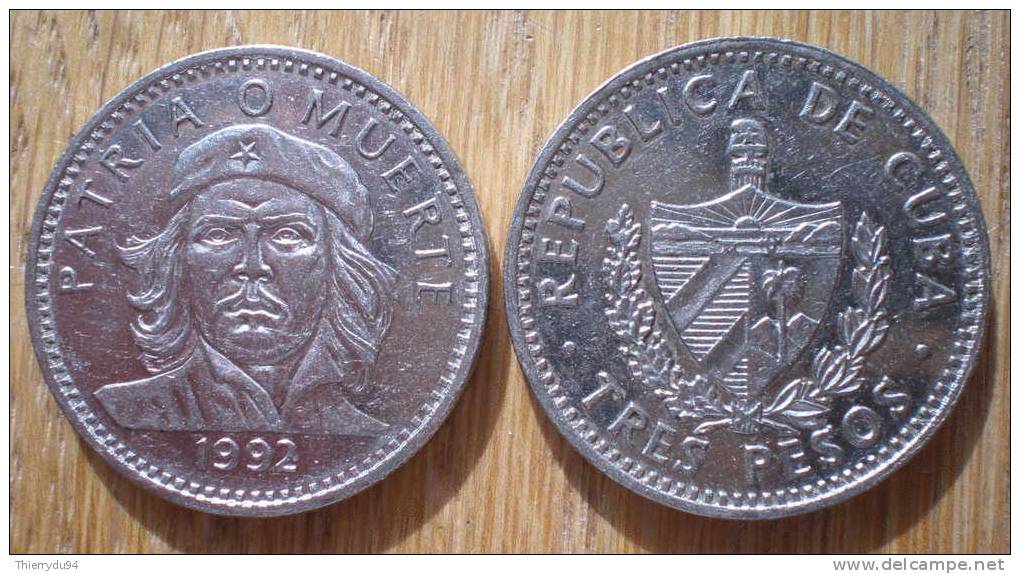 Cuba 3 Pesos 1992 Che Guevara About Uncirculated Centavos Cent Kuba Pesos Peso Skrill Paypal OK - Cuba