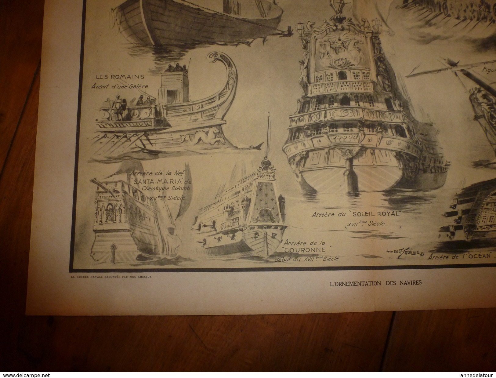 La GUERRE NAVALE ,Ornementations Des Navires (Phéniciens,Vikings,Romains Espagnols,Français).(dessins Albert Sébille) - Bateaux