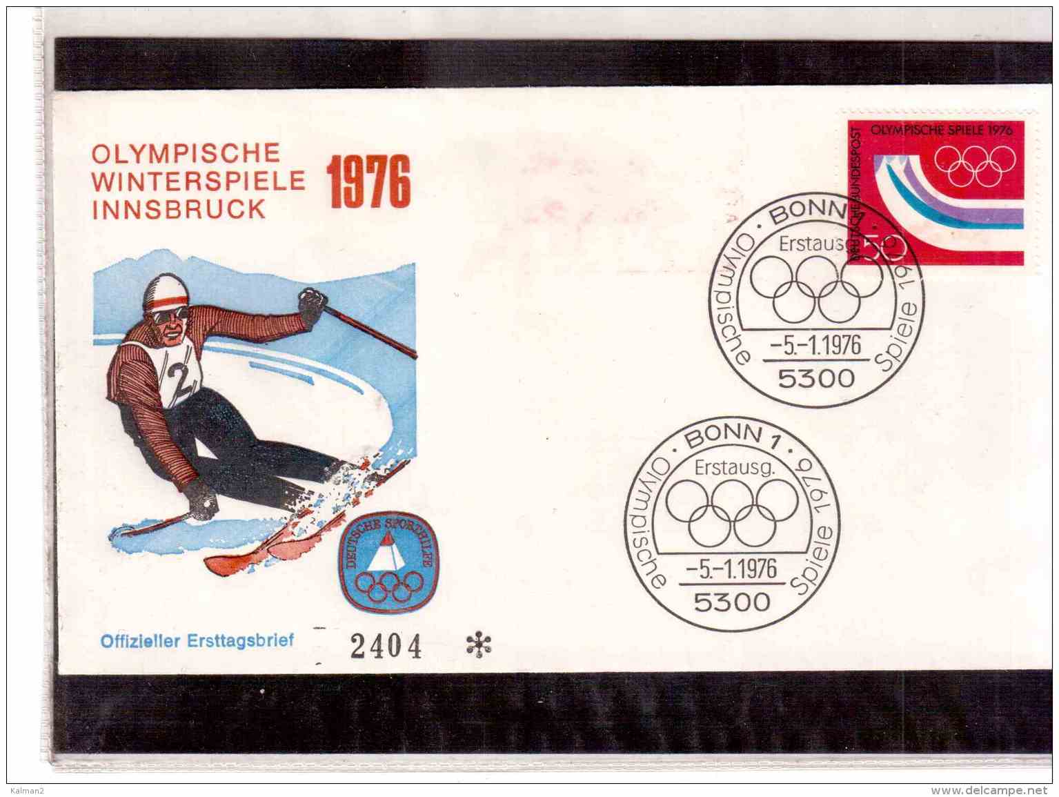 TEM8546      -    BONN  5.1.1976     /   FDC   XII WINTER-OLYMPIADE 1976     -  MICHEL NR. 875 - Winter 1976: Innsbruck