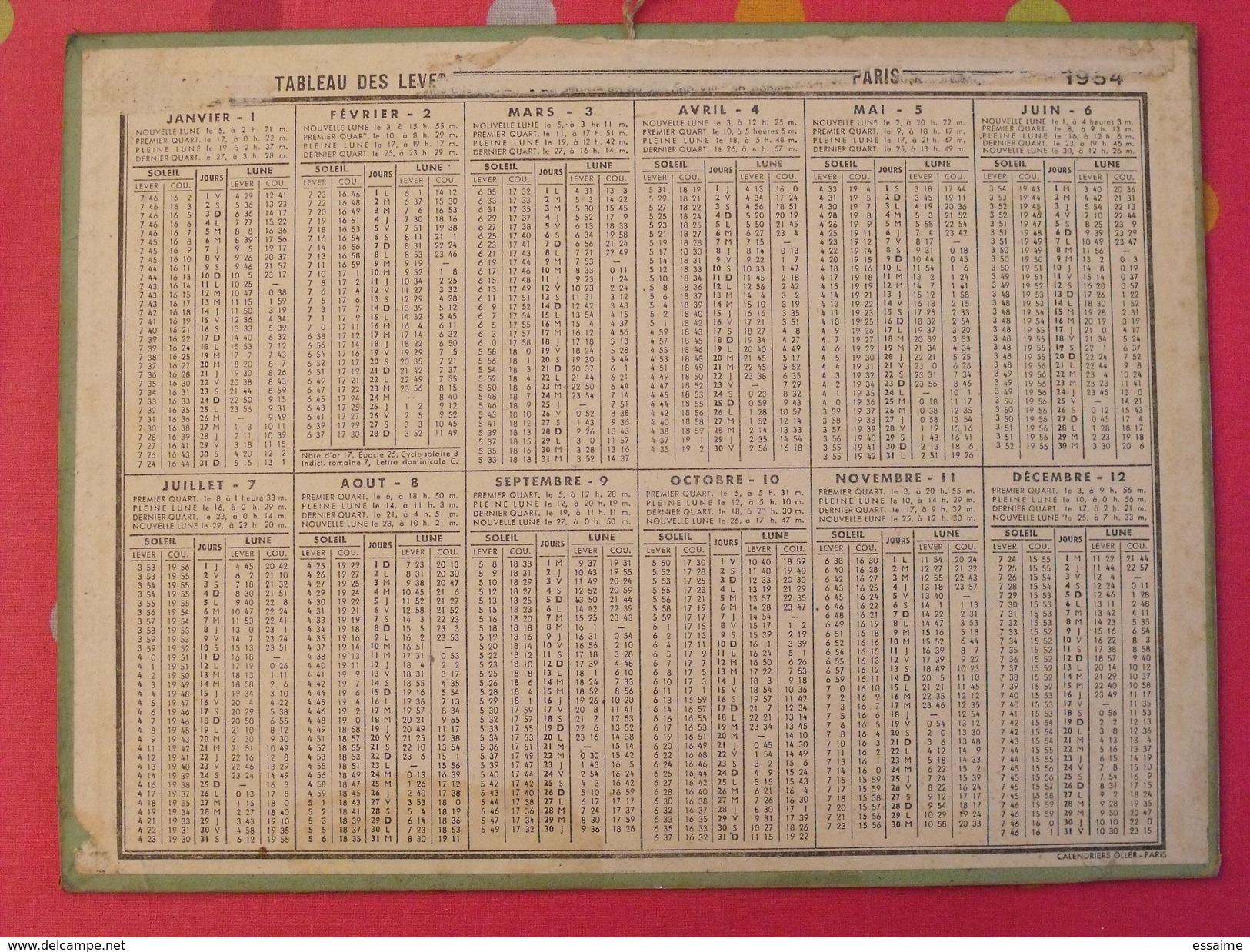 Almanach Des PTT. 1954. Calendrier Poste, Postes Télégraphes.. Chasse - Grand Format : 1941-60