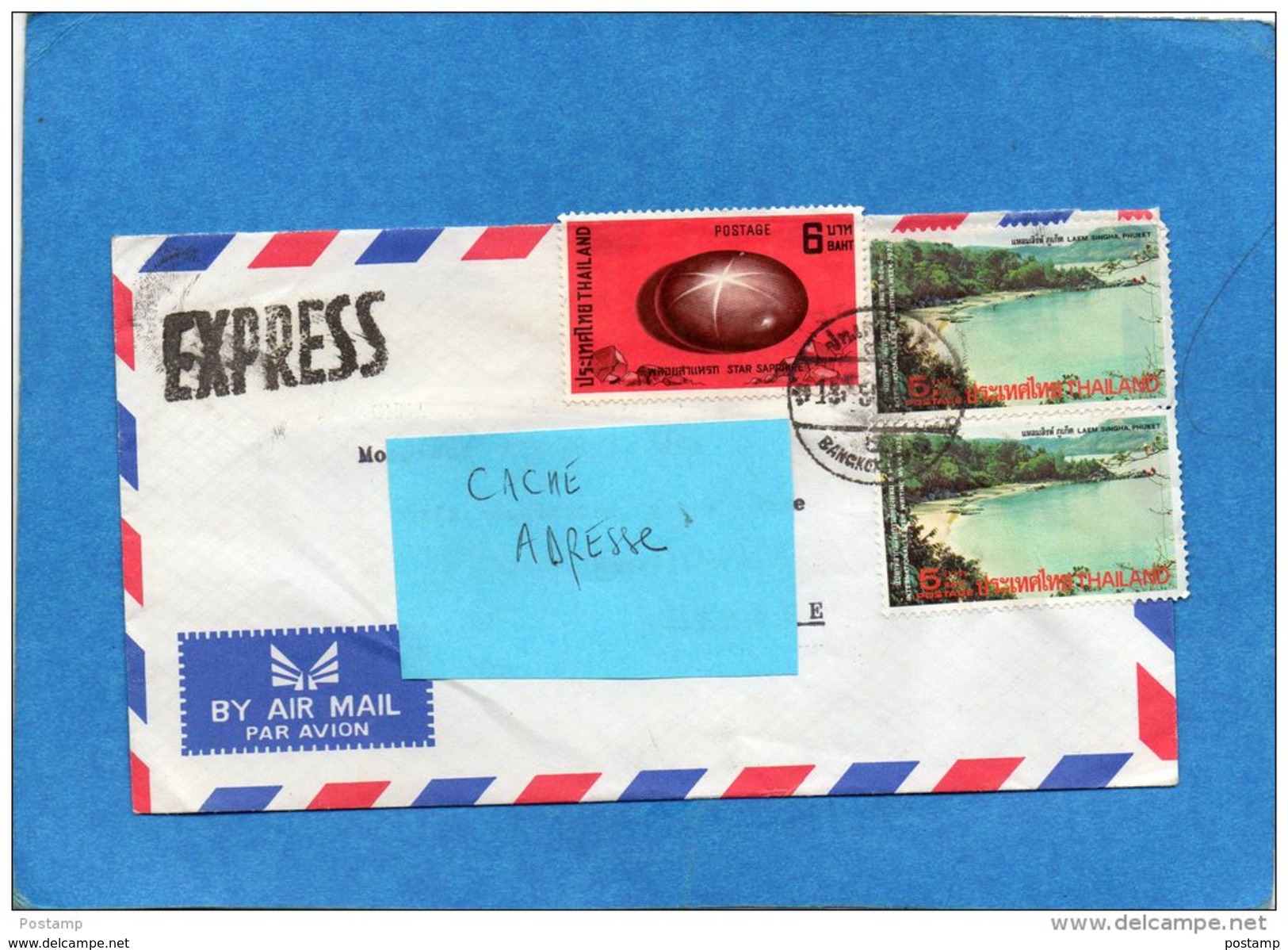 MARCOPHILIE-lettre EXPRESS THAILAND--cad 1974 Afft- 3stamps  -dest Françe - Thaïlande