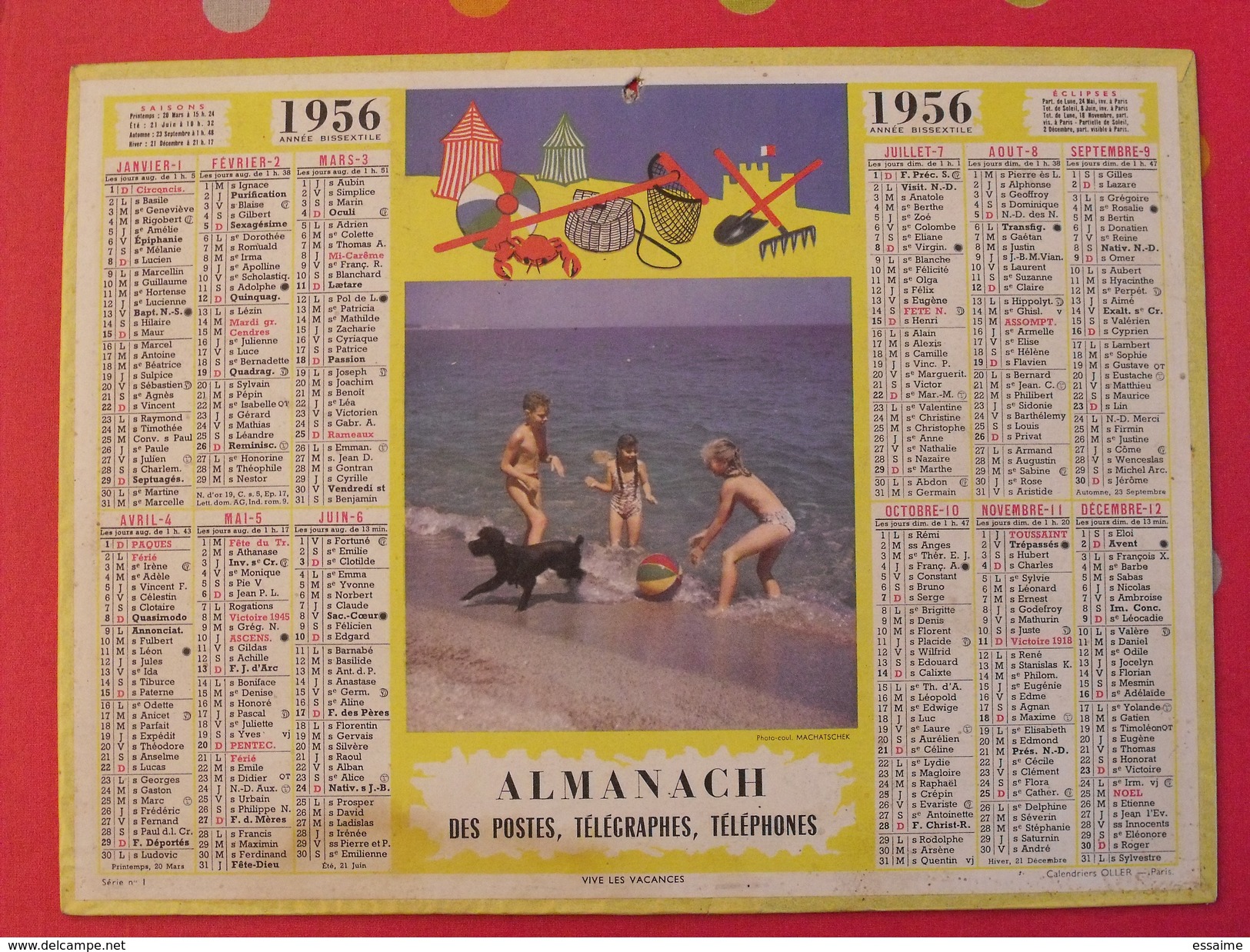 Grand format : 1941-60 - Almanach des PTT. 1956. calendrier poste