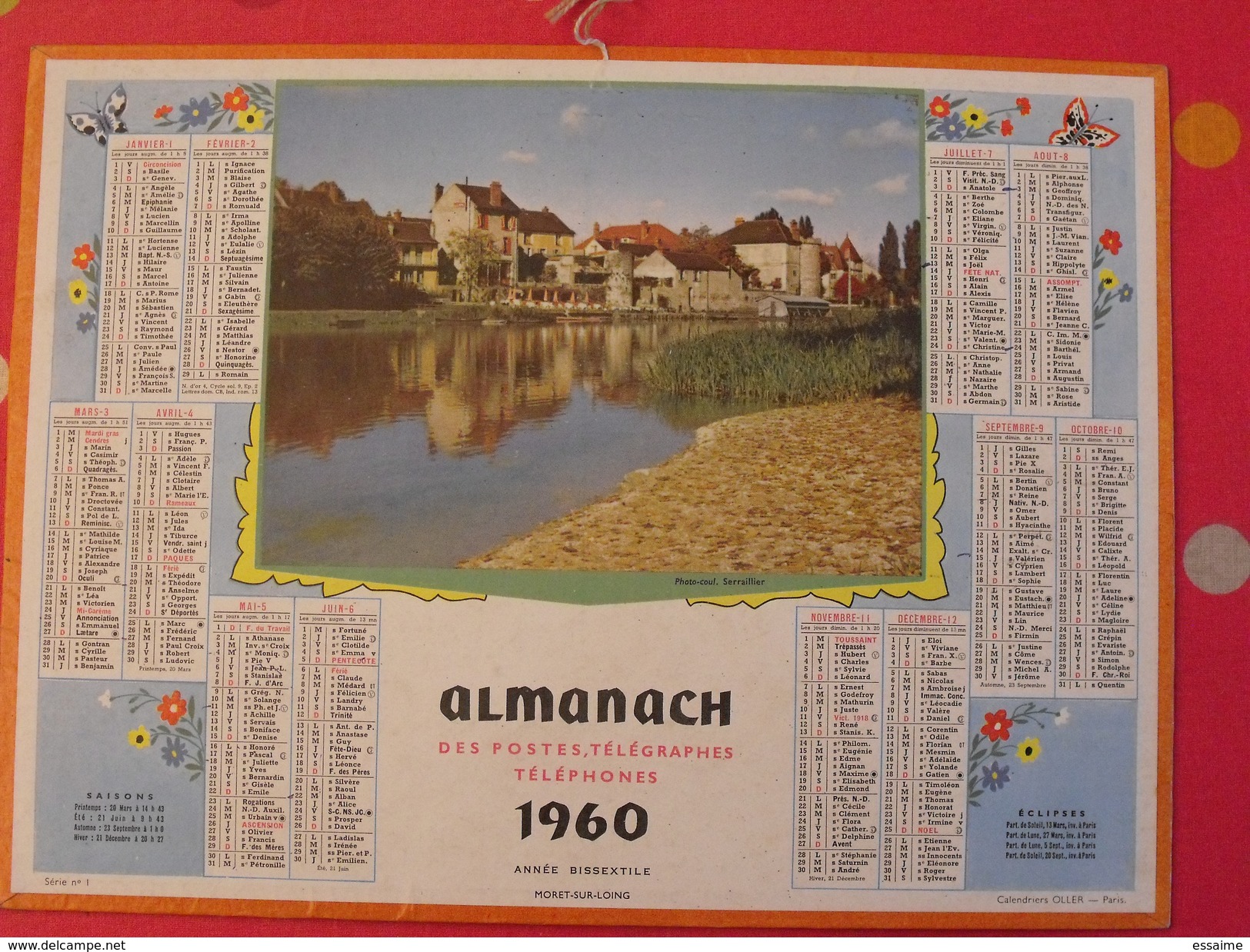 Almanach Des PTT. 1960. Calendrier Poste, Postes Télégraphes.. Moret Sur Loing - Grossformat : 1941-60