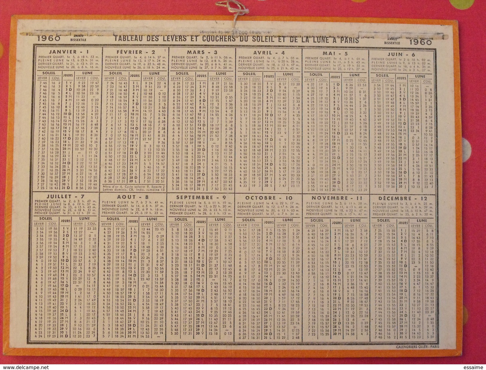 Almanach Des PTT. 1960. Calendrier Poste, Postes Télégraphes.. Moret Sur Loing - Grand Format : 1941-60