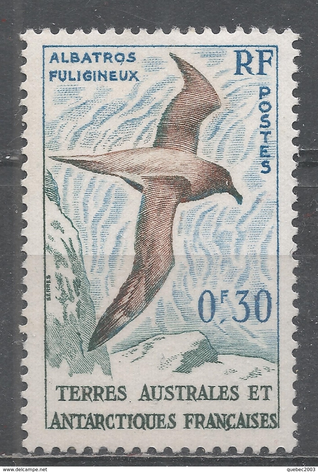 French Southern & Antarctic Territory 1959. Scott #12 (M) Light-mantled Sooty Albatross, Bird - Neufs