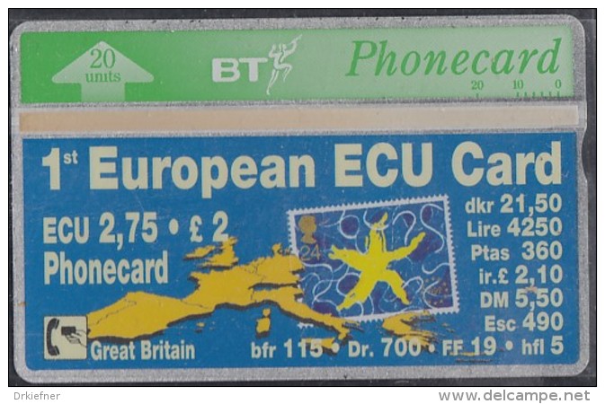 GROSSBRITANNIEN Telefonkarte 1st European ECU-Card, 20 E, Europakarte - Timbres & Monnaies