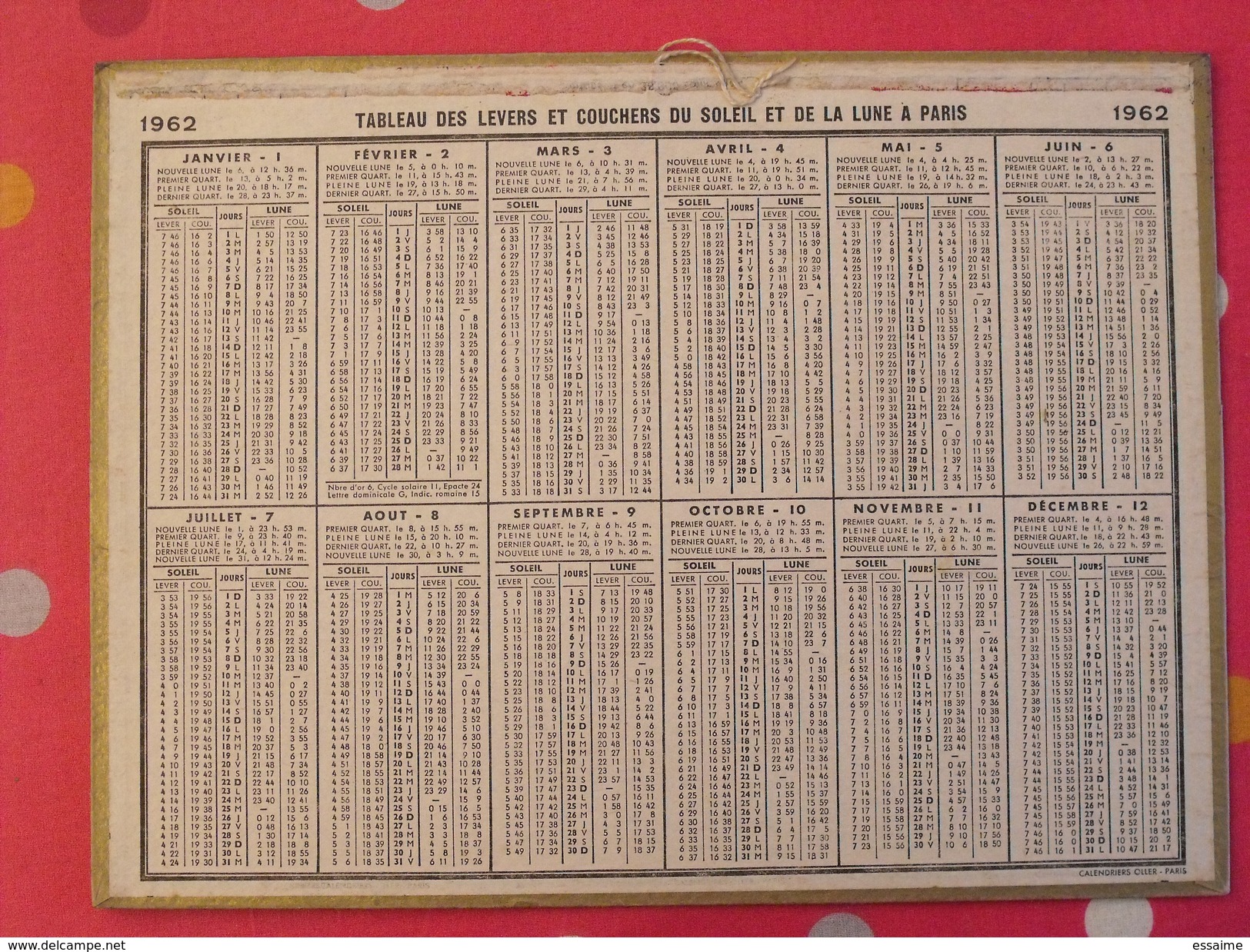 Almanach Des PTT. 1962. Calendrier Poste, Postes Télégraphes.. Pornic Loire-atlantique - Grossformat : 1941-60