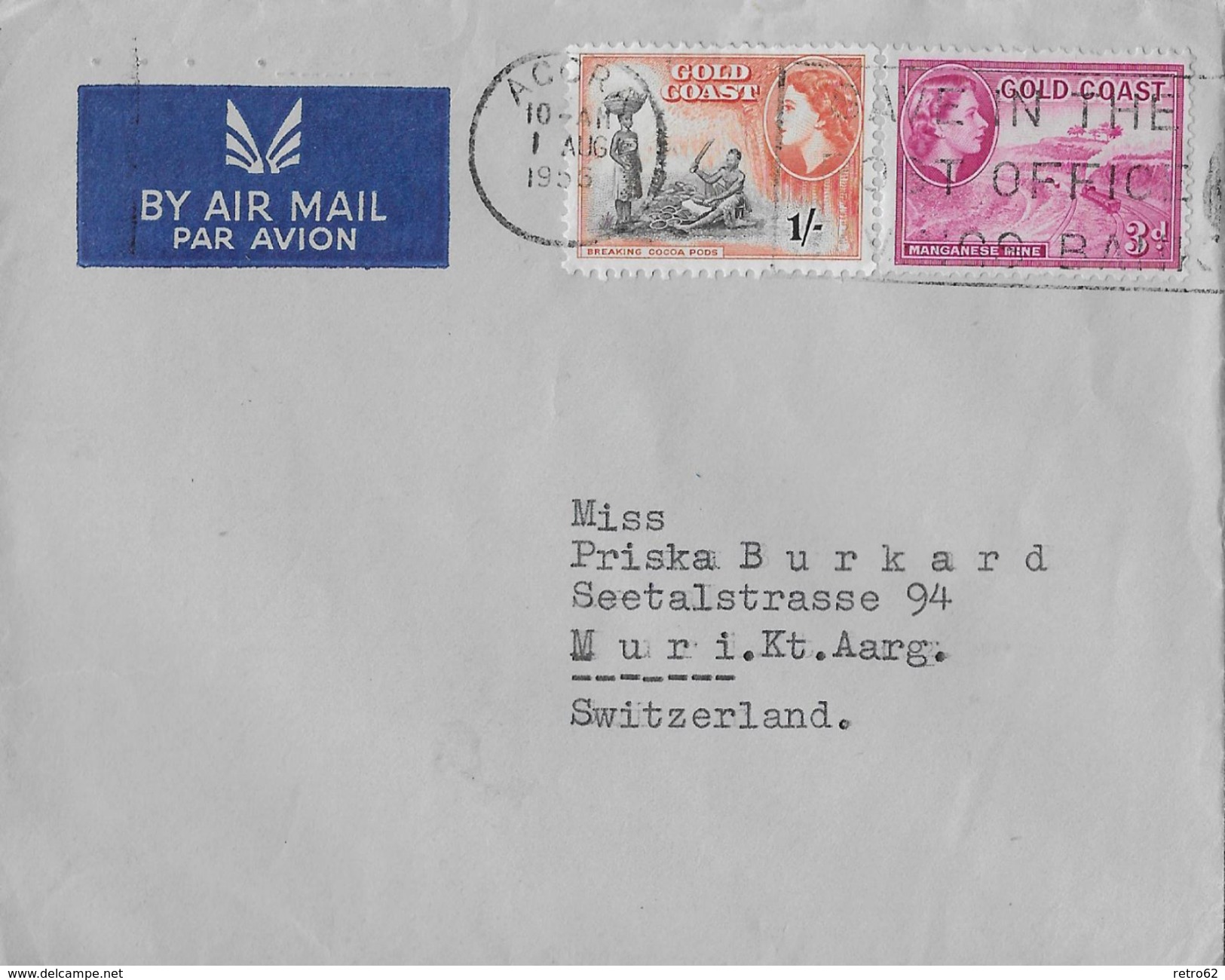 GHANA &rarr; Brief Von ACCRA Nach ZÜRICH Anno 1955 - Ghana (1957-...)