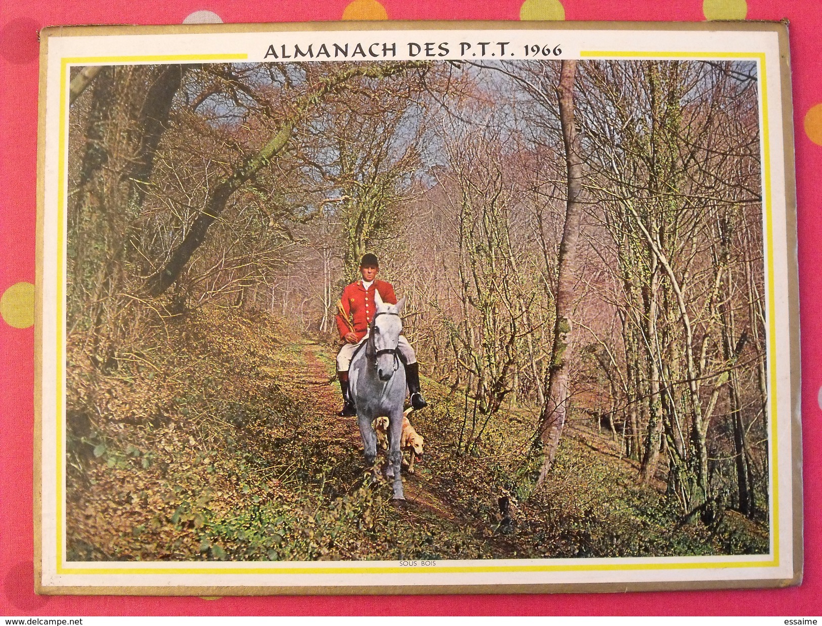 Almanach Des PTT. 1966. Calendrier Poste, Postes Télégraphes.. Hélicoptère Chasse à Courre - Grossformat : 1961-70