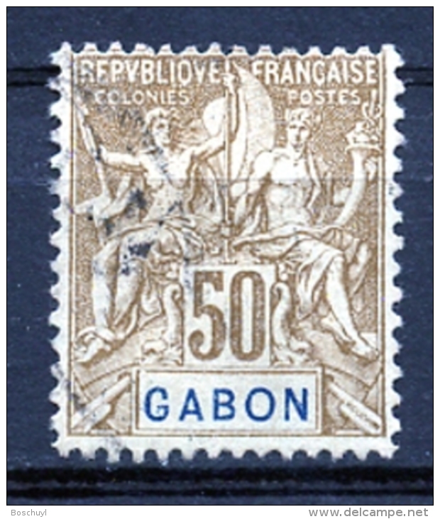 Gabon, 1904, Allegory, Allegorie, 50 C, Used, Michel 28 - Gabon (1960-...)