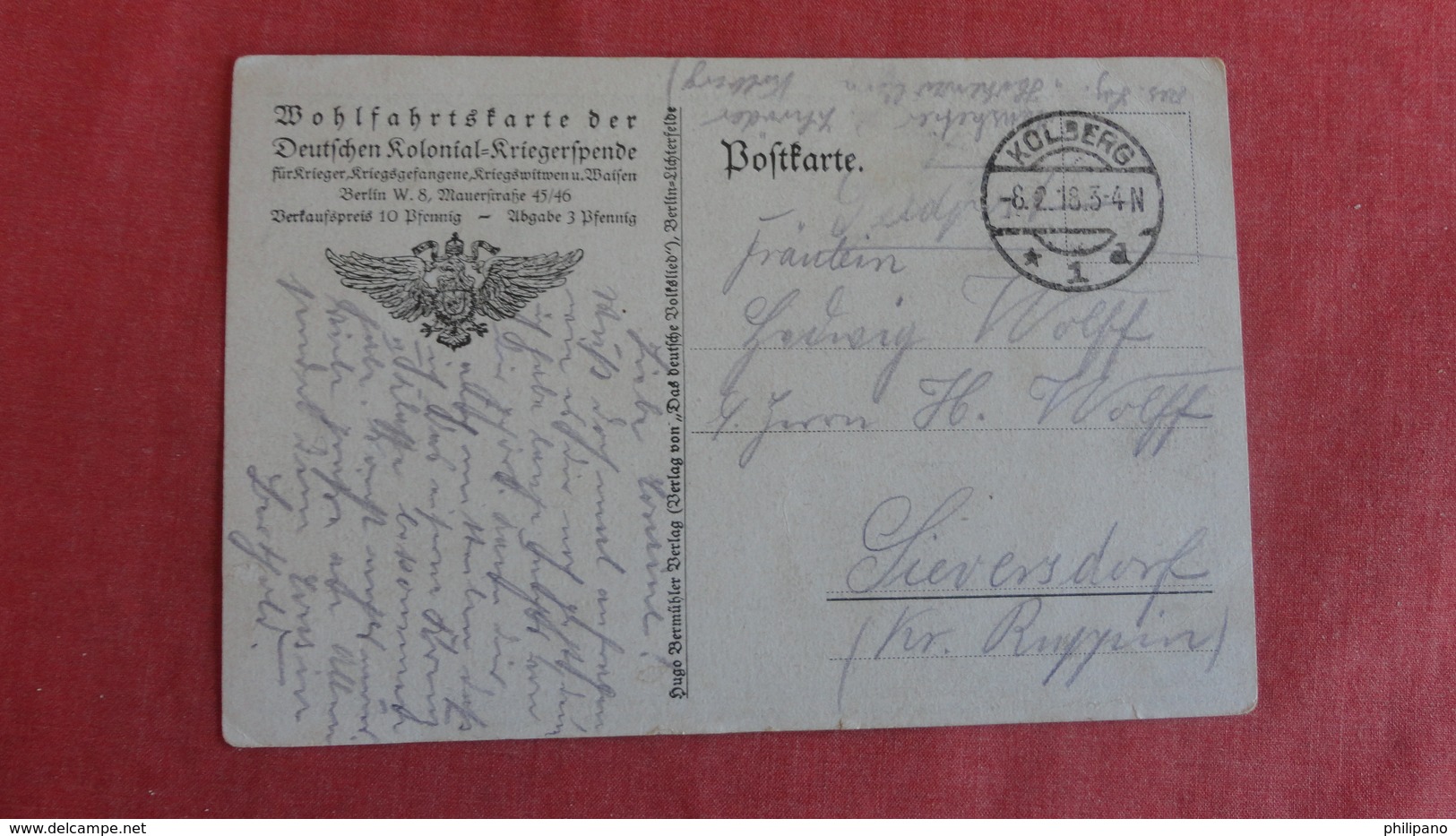 Deutfchen Kolonial Kriegerfpende  Feldpost Cancel >  -ref  2447 - Autres & Non Classés