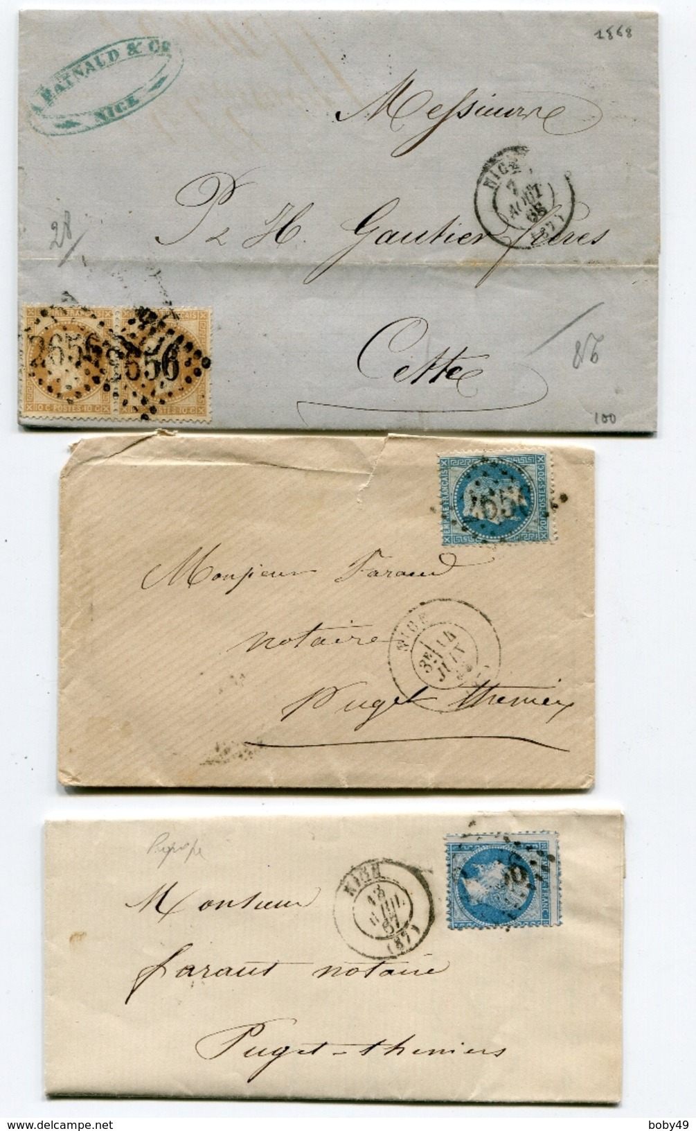 ALPES MARITIMES De NICE GC 2656 Sur 2 LAC + 1 Env. - 1849-1876: Classic Period