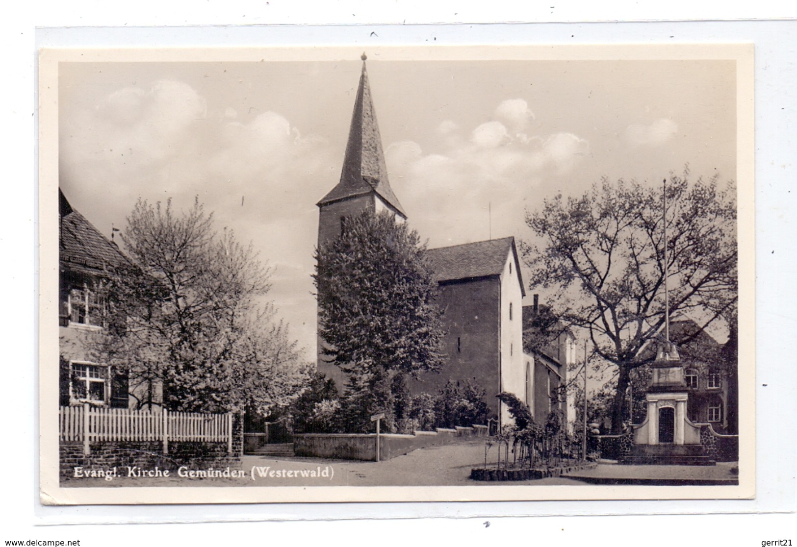 5438 WESTERBURG - GEMÜNDEN / Westerwald, Evangelische Kirche, Kriegerdenkmal, 1937 - Westerburg