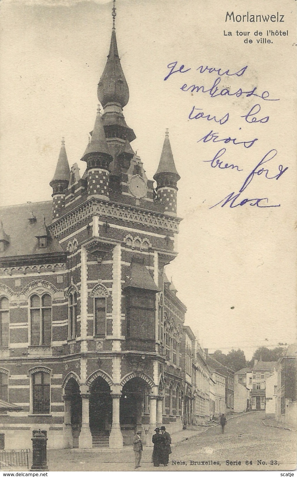 Morlanwelz    La Tour De L'Hôtel De Ville   -   1904  Naar   Mohon Ardennes - Morlanwelz
