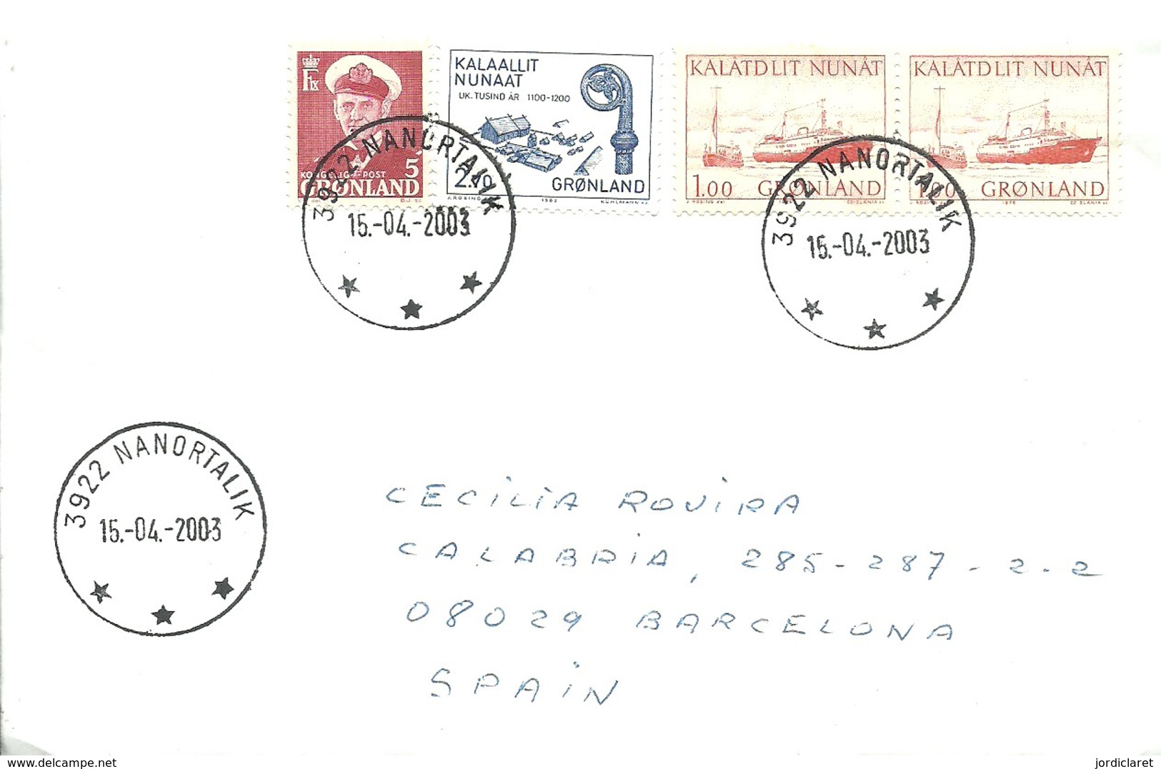 LETTER 2003 NANORTALIK - Storia Postale