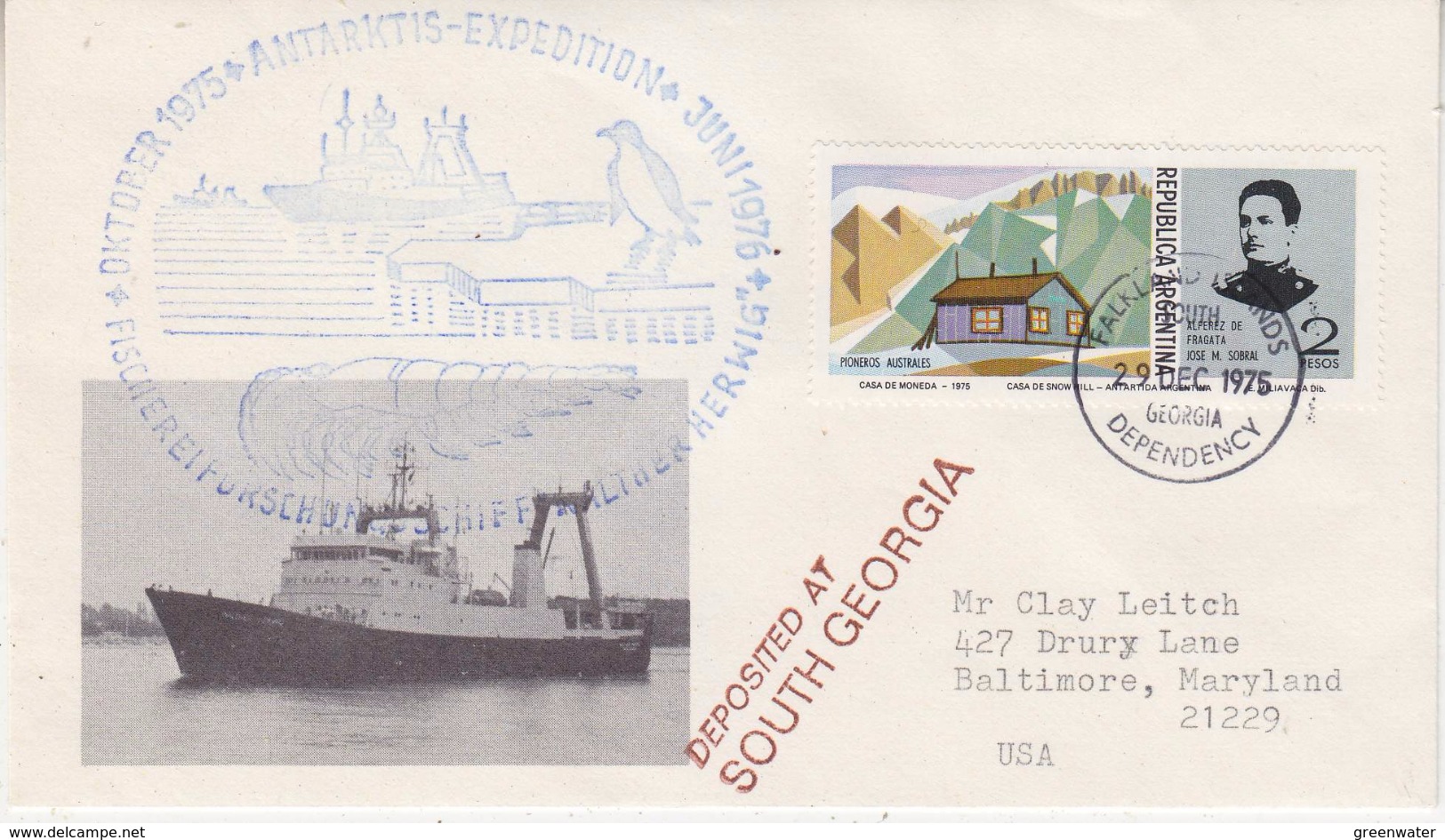 South Georgia 1975 Ship Walther Herwig Ca South Georgia 29 Dec 1975 Cover (34345) - Zuid-Georgia