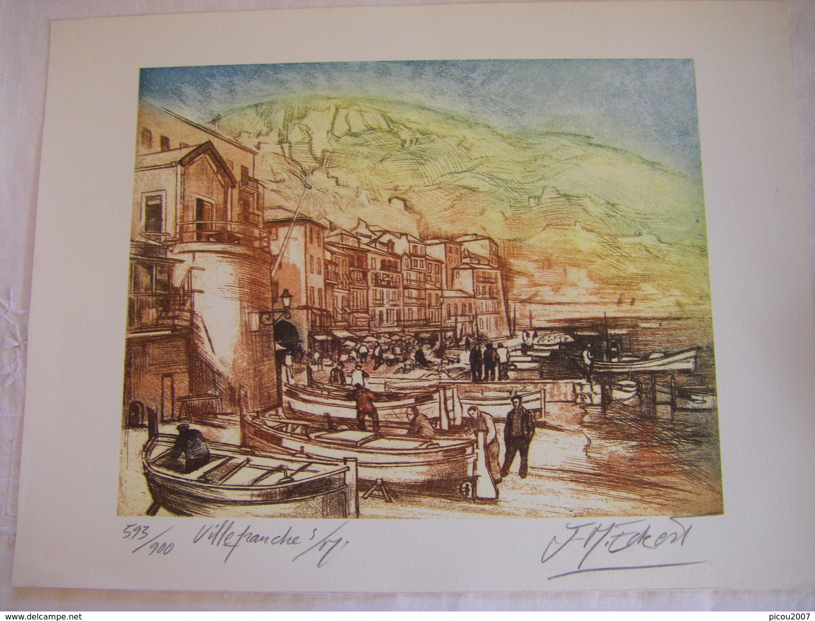 Lithographie :  Villefranche Sur Mer De Jean Marc Eckert - Lithographies