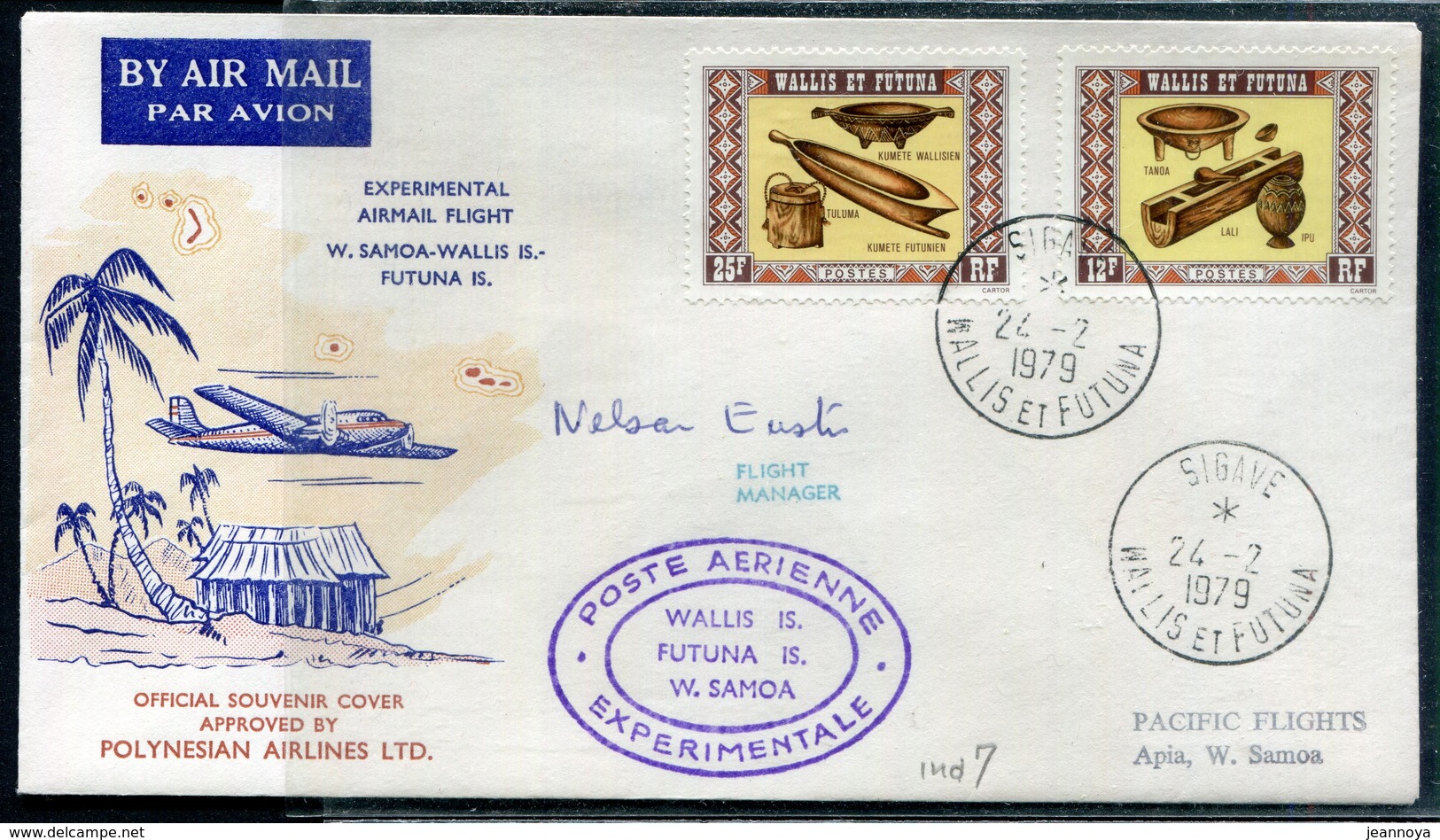 WALLIS ET FUTUNA - N°198 & 199 / LETTRE AVION VOL EXPERIMENTAL WALLIS-SAMOA DE SIGAVE LE 24/2/1979 - SUP - Covers & Documents