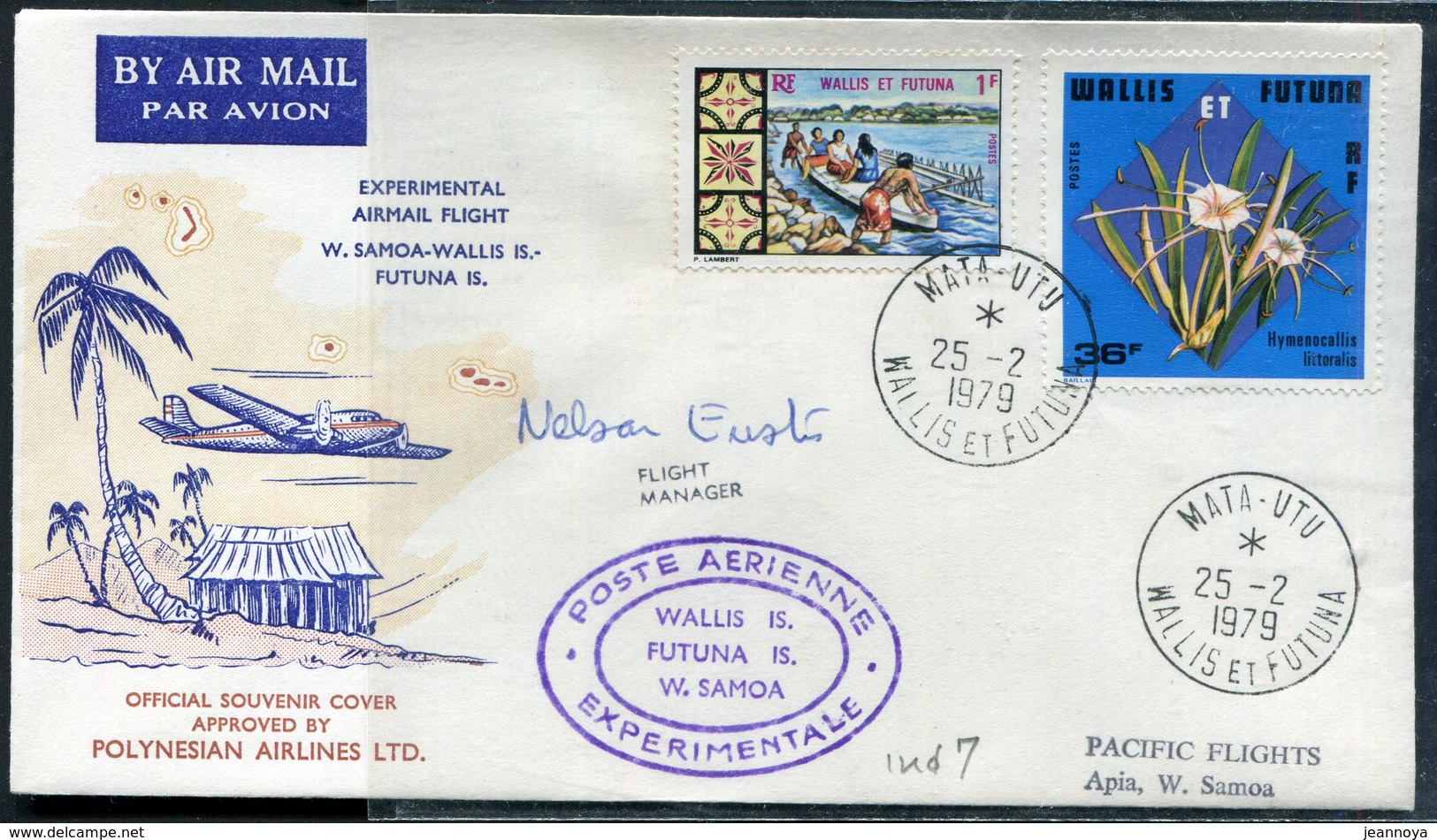 WALLIS ET FUTUNA - N°174 & 216 / LETTRE AVION VOL EXPERIMENTAL WALLIS-SAMOA DE MATA-UTU LE 25/2/1979 - SUP - Covers & Documents