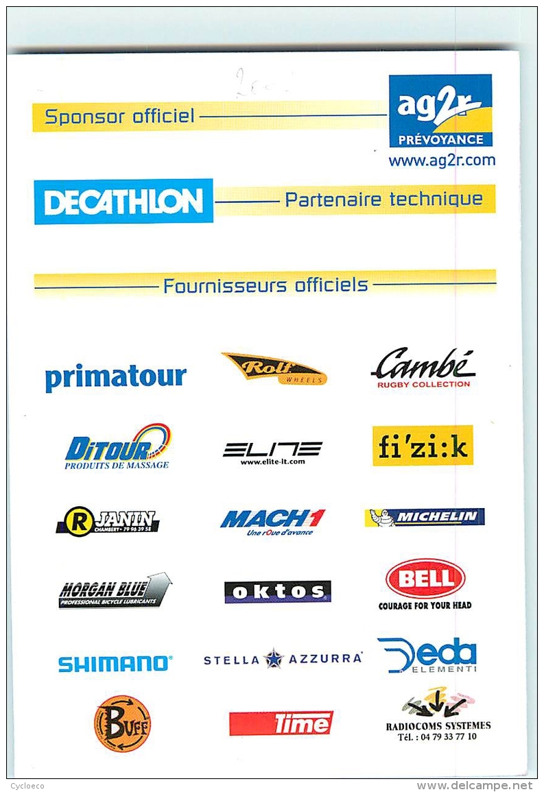 Ludovic CAPELLE ,  Autographe Manuscrit, Dédicace. 2 Scans. Cyclisme. AG2R Decathlon 2001 - Cyclisme