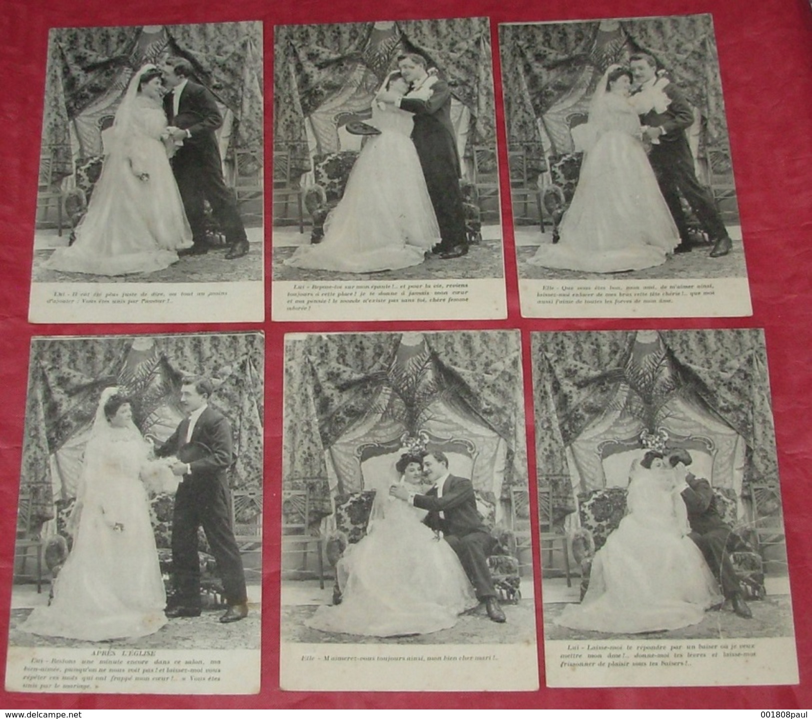 Série Mariage : Lot De 6 Cartes Postales ::: Noces - Mariés - Robes De Mariages - Hommes - Femmes   ---------- 402 - Noces