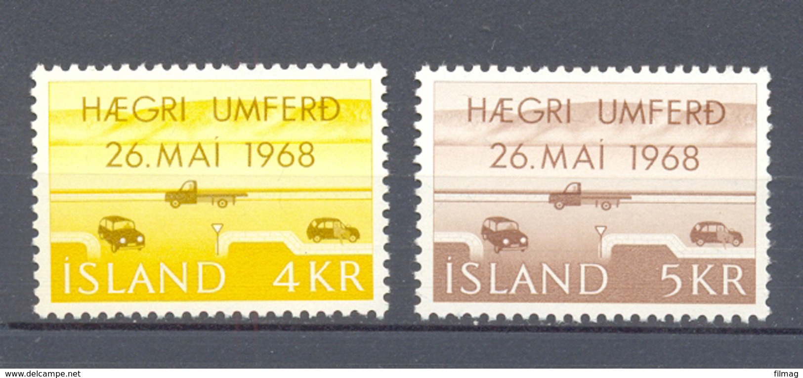 IJSLAND 1968 RECHTS RIJDEN  POSTFRIS**  1968 YV.374/375 A21 - Neufs