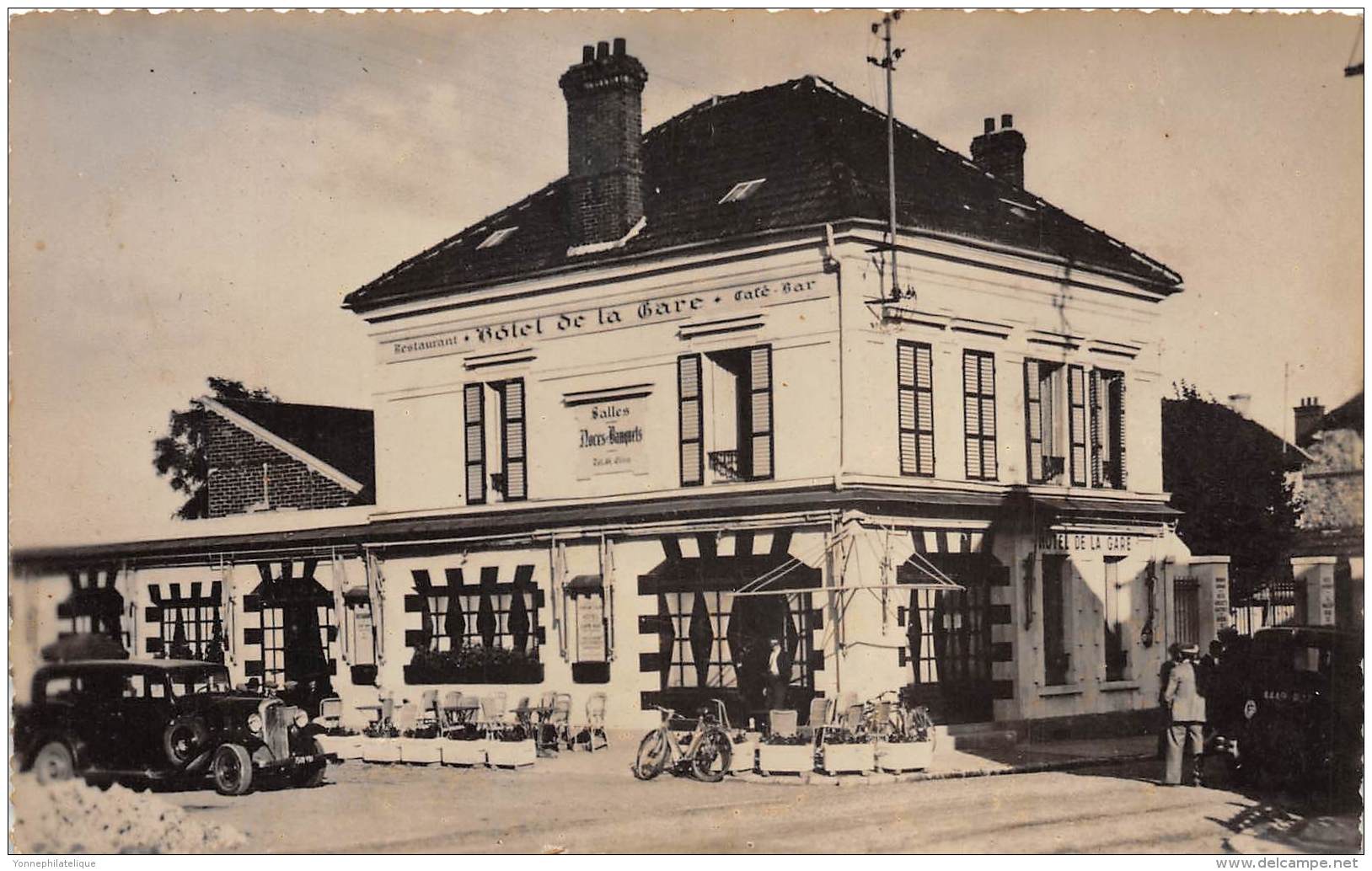 78 - YVELINES / Aubergenville - Devanture Hôtel De La Gare - Beau Cliché Animé - Aubergenville