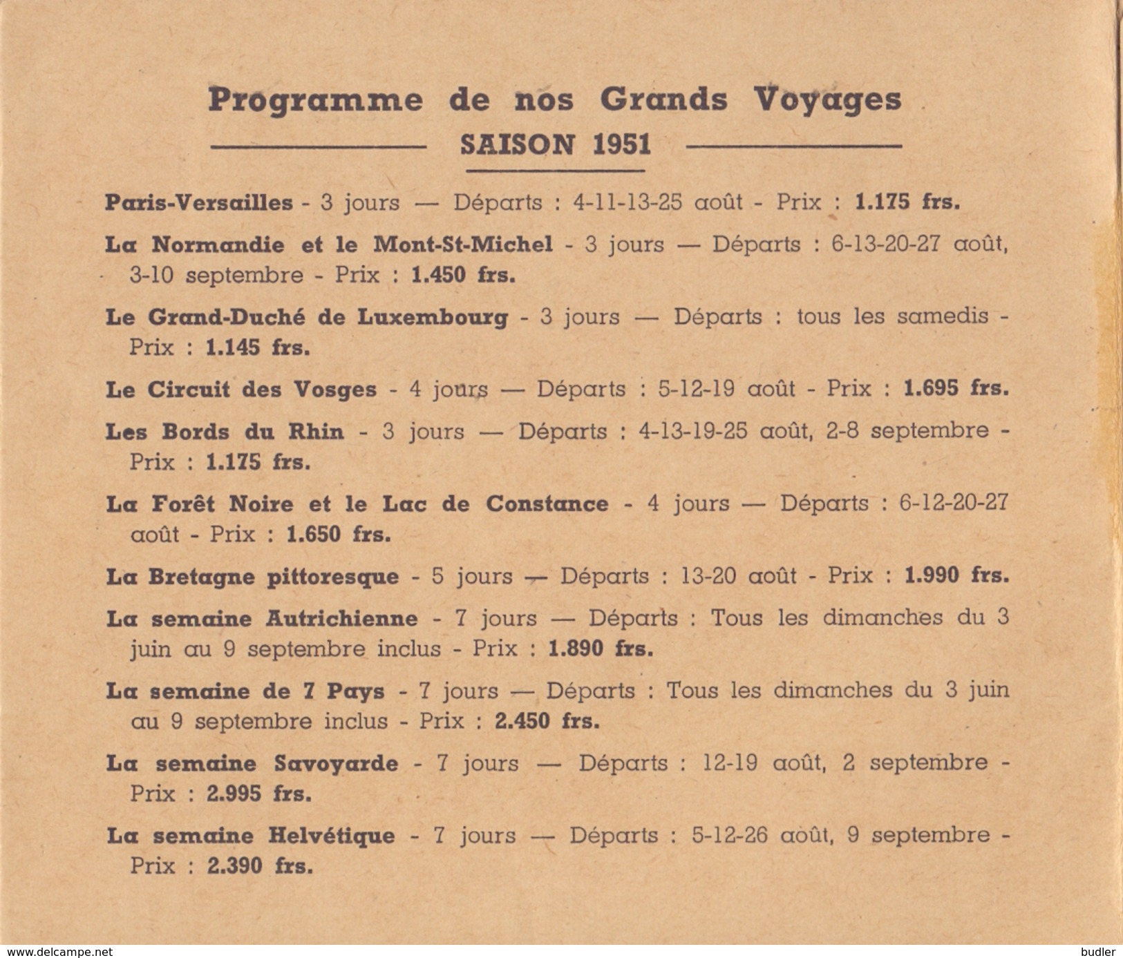 BELGIË/BELGIQUE :1951: Travelled Brochure ## Les Grand Voyages Européennes HANQUET, JUMET ## - Sport & Tourismus