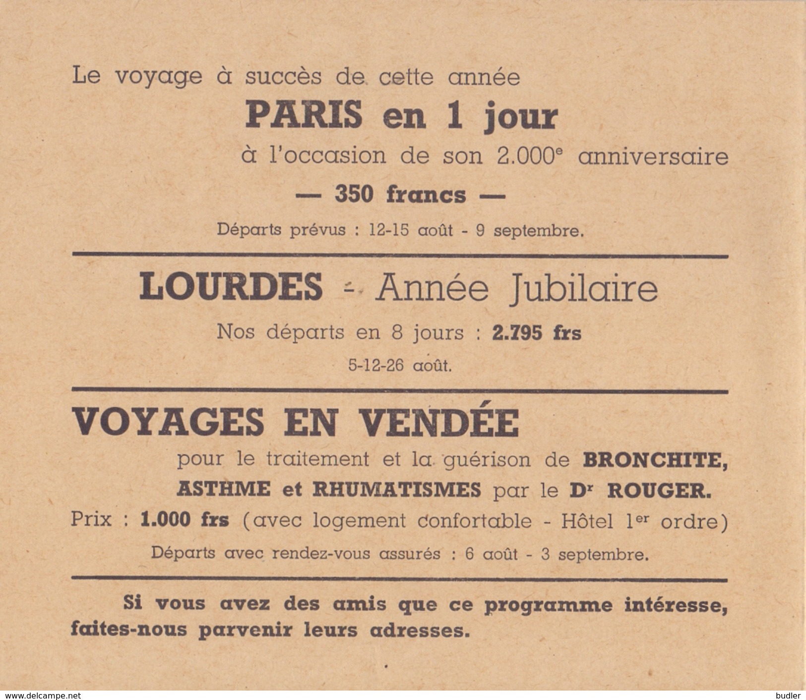 BELGIË/BELGIQUE :1951: Travelled Brochure ## Les Grand Voyages Européennes HANQUET, JUMET ## - Sports & Tourism