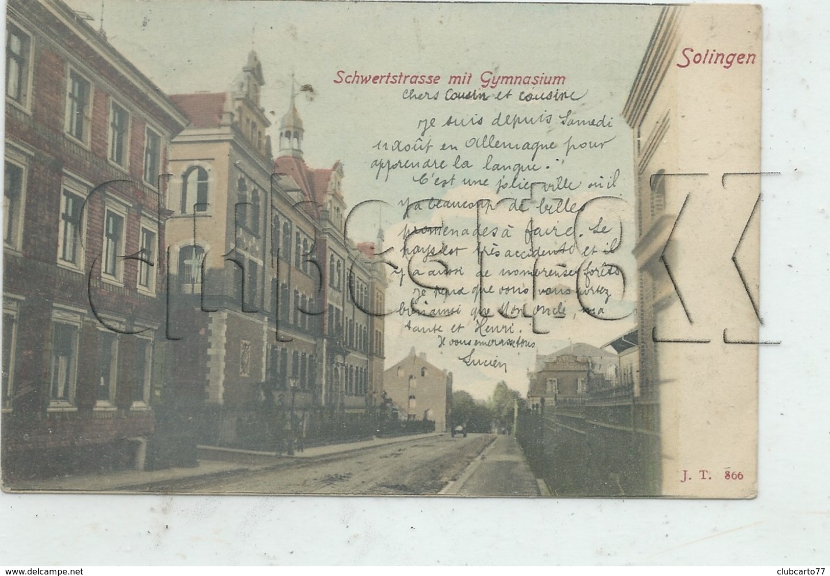 Solingen (Allemagne, Rhénanie-Nord-Westphalie) : Schwertstrasse Mit Gymnasium Im 1906 (lebendig) PF. - Solingen